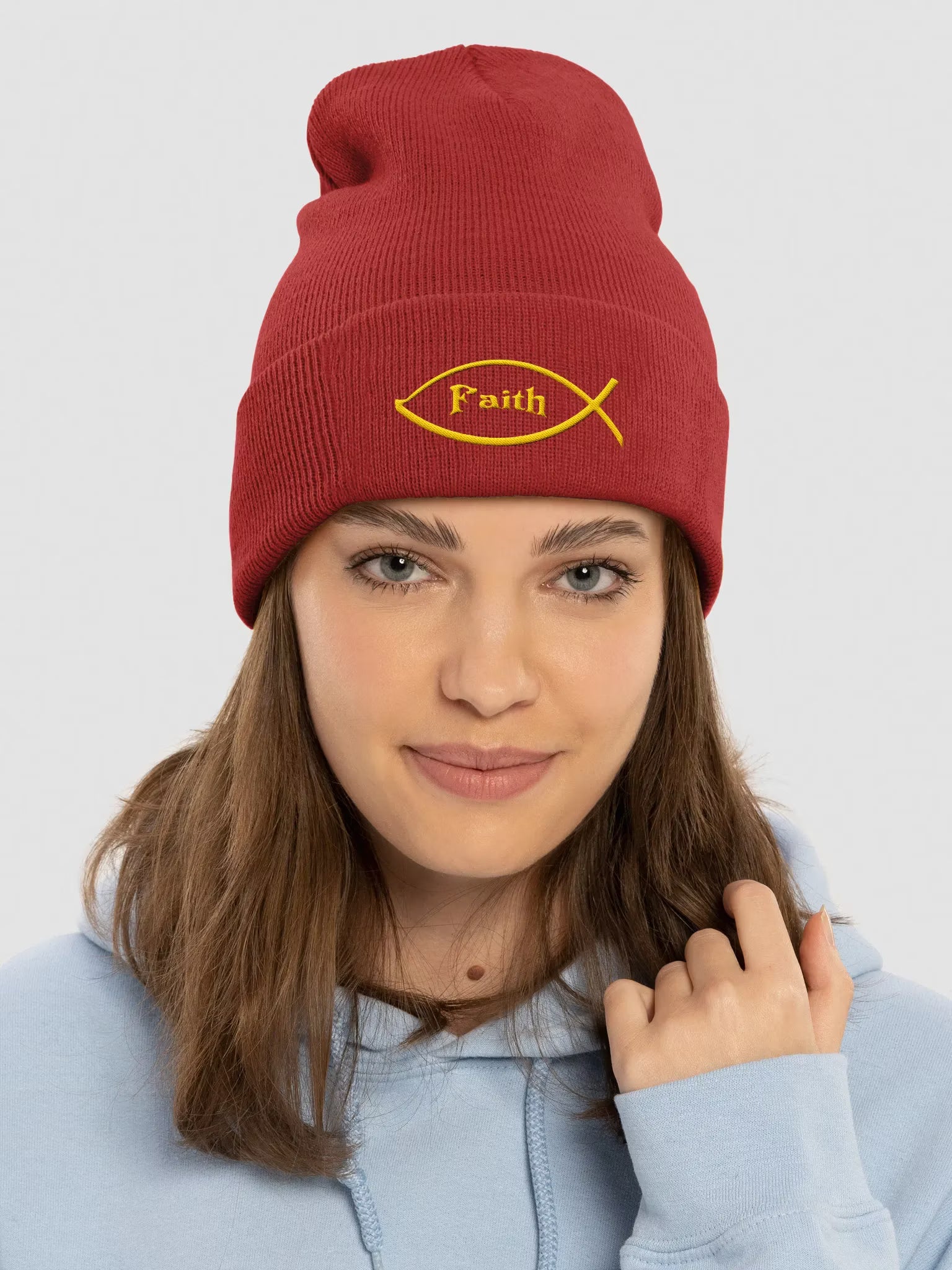 Faith Embroidered Cuffed Beanie