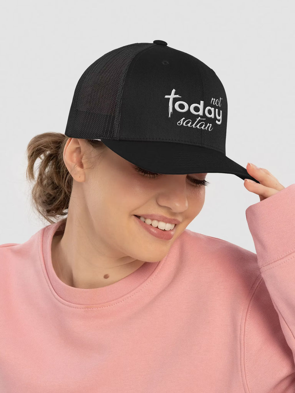 Not Today Satan Embroidered Trucker Hat