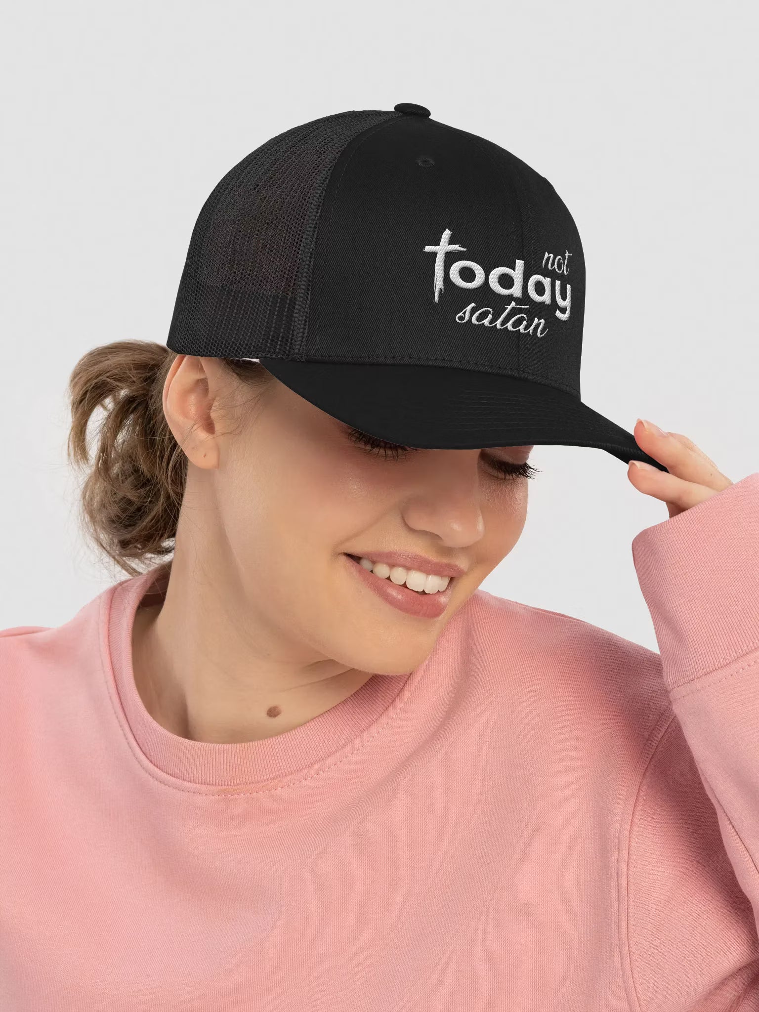 Not Today Satan Embroidered Trucker Hat