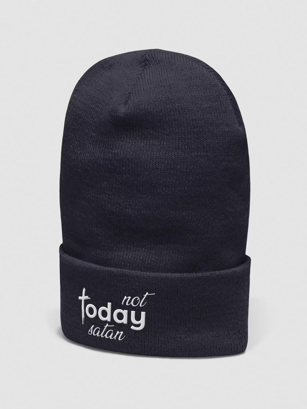 Not Today Satan Embroidered Cuffed Beanie