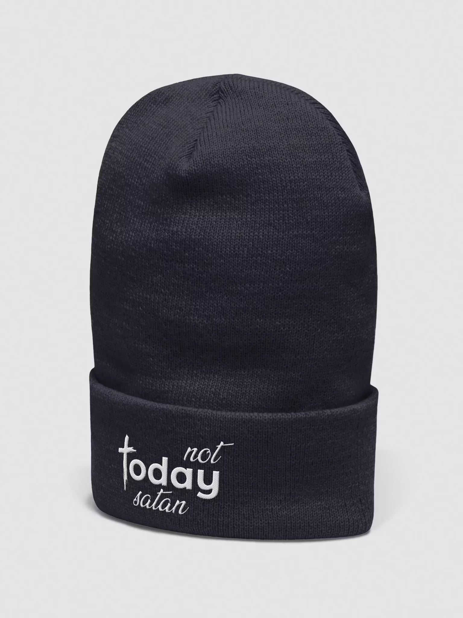 Not Today Satan Embroidered Cuffed Beanie