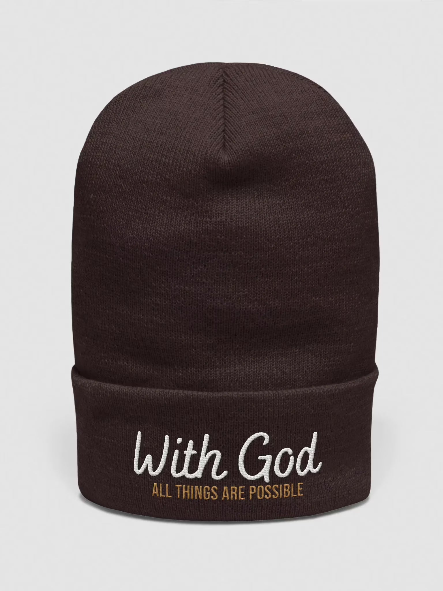 With God All things are possible Embroidered Cuffed Beanie