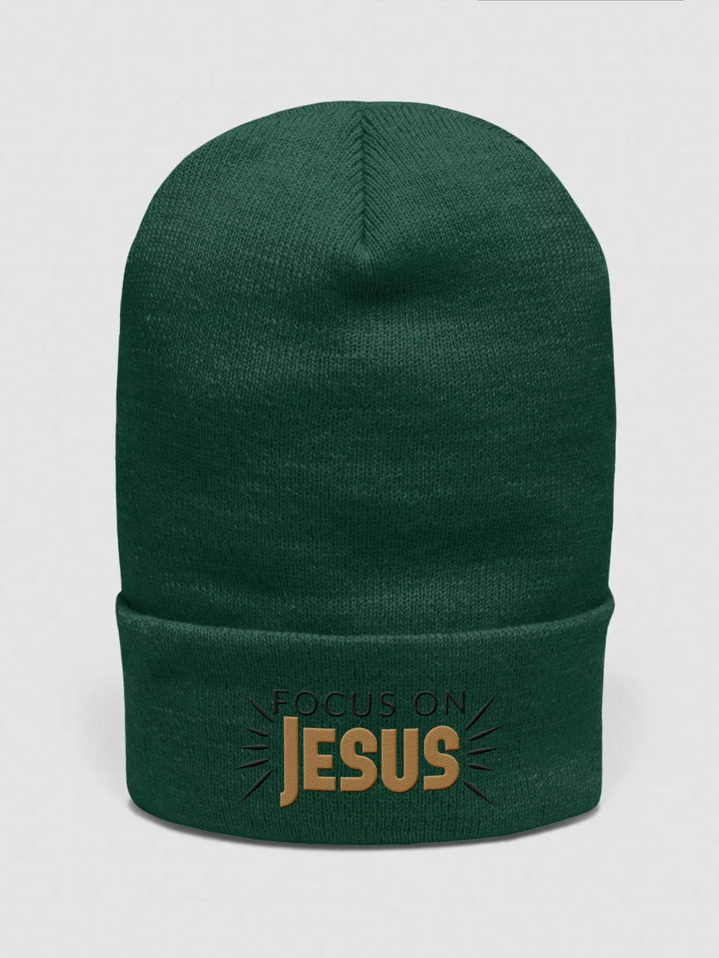 Focus on Jesus Embroidered Cuffed Beanie