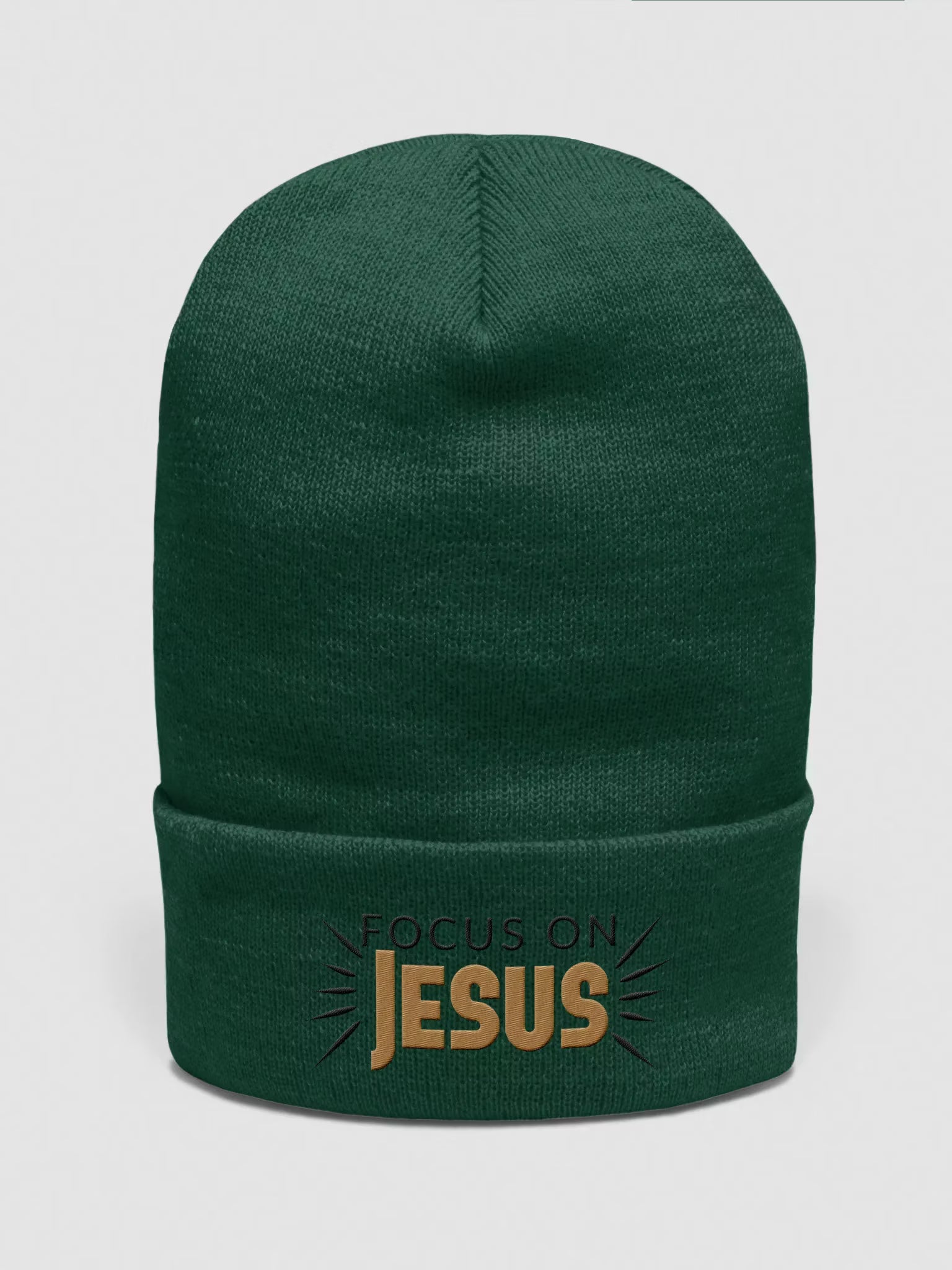 Focus on Jesus Embroidered Cuffed Beanie