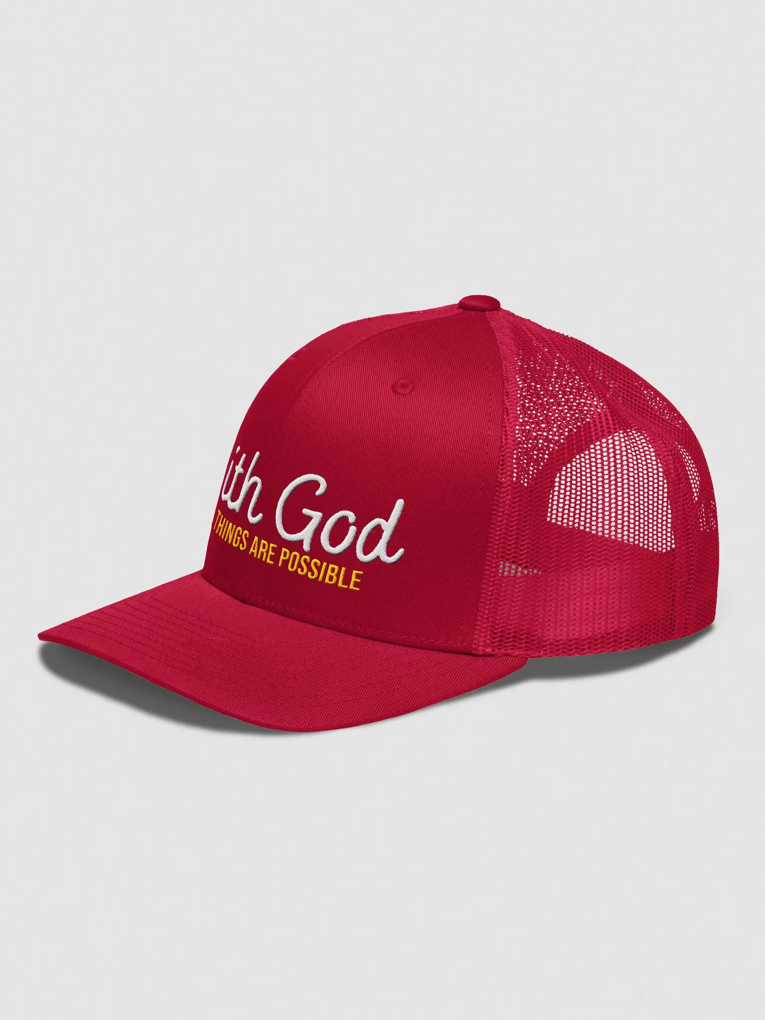 With God All things are possible Embroidered Trucker Hat