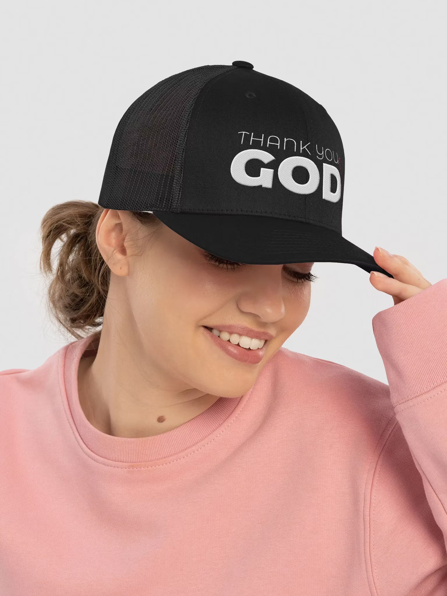 Thank you God Embroidered Trucker Hat