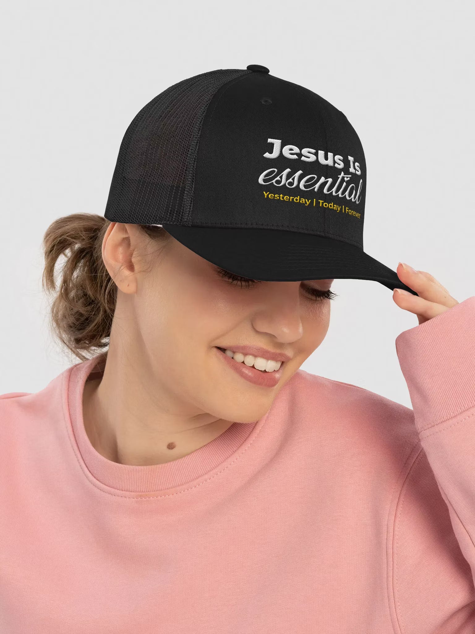 Jesus is Essential Embroidered Trucker Hat