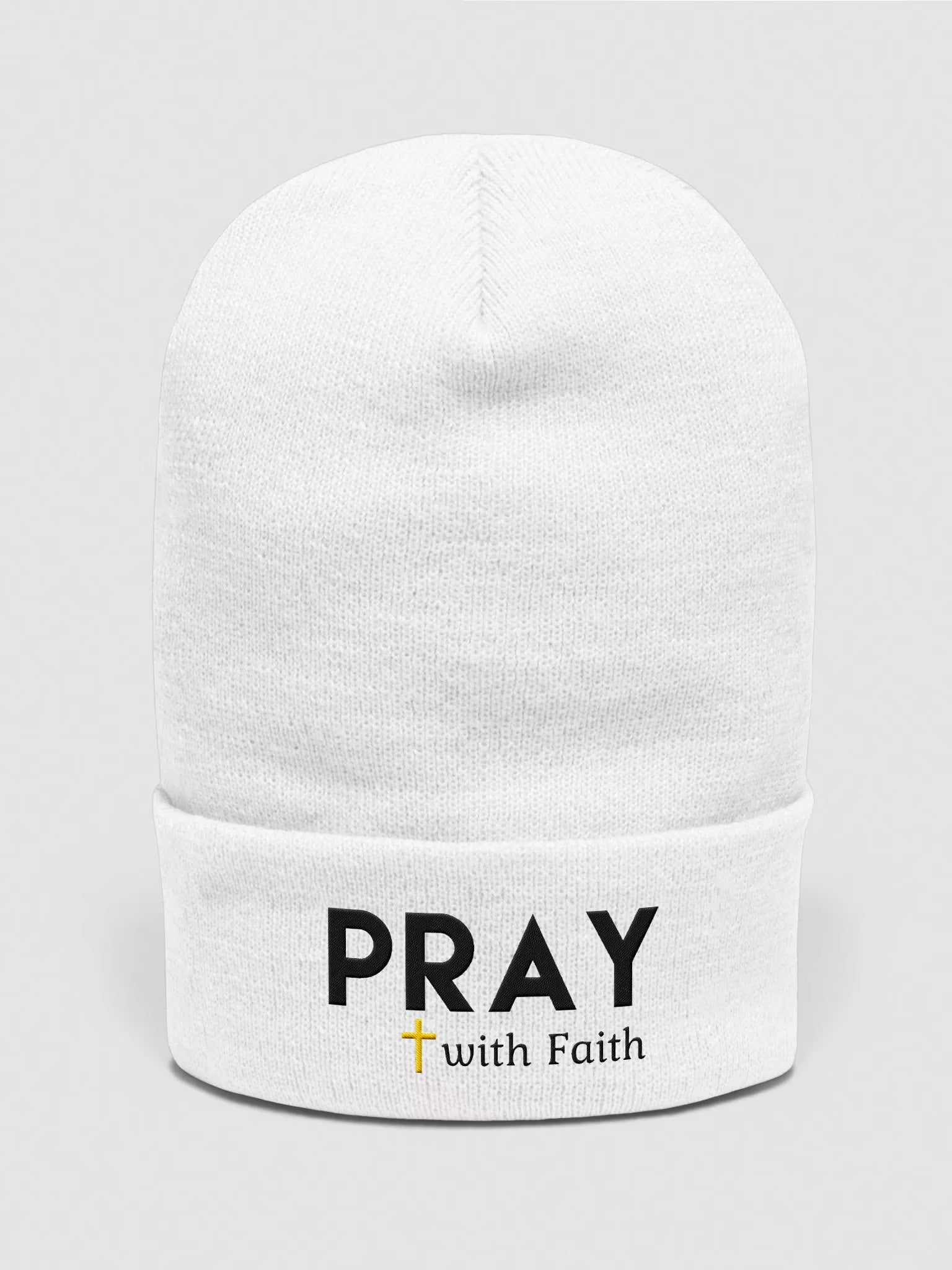 Pray with Faith Embroidered Cuffed Beanie