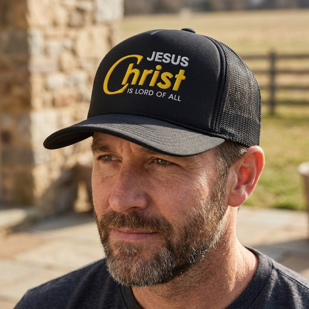 Jesus Christ is Lord for All Embroidered Trucker Hat