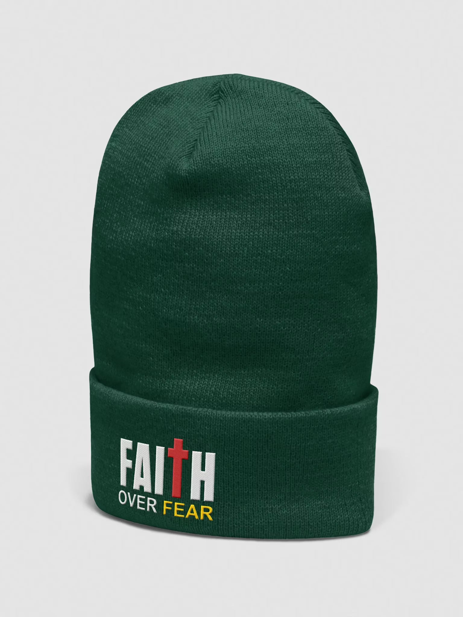 Faith Over Fear Embroidered Cuffed Beanie