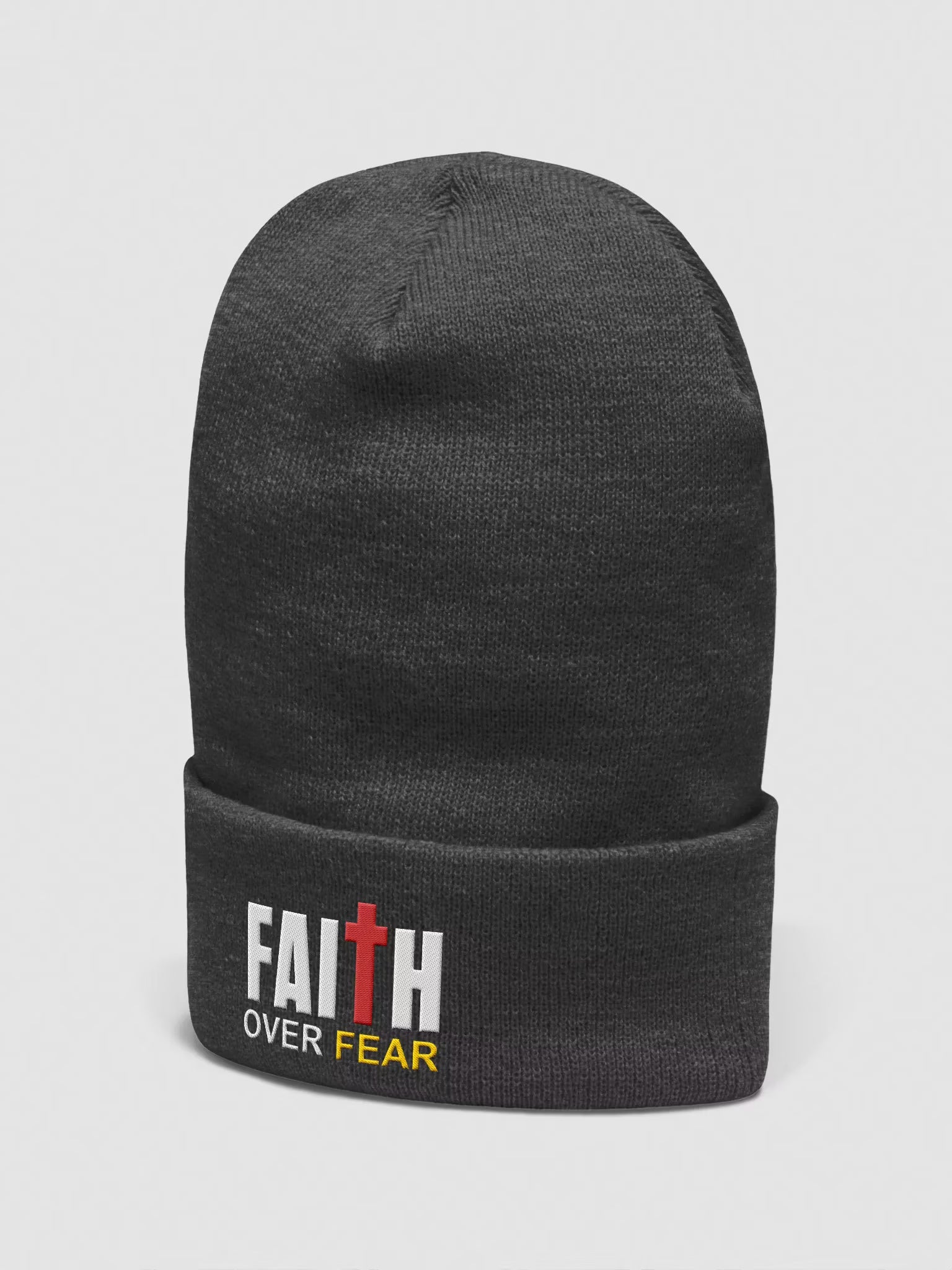 Faith Over Fear Embroidered Cuffed Beanie