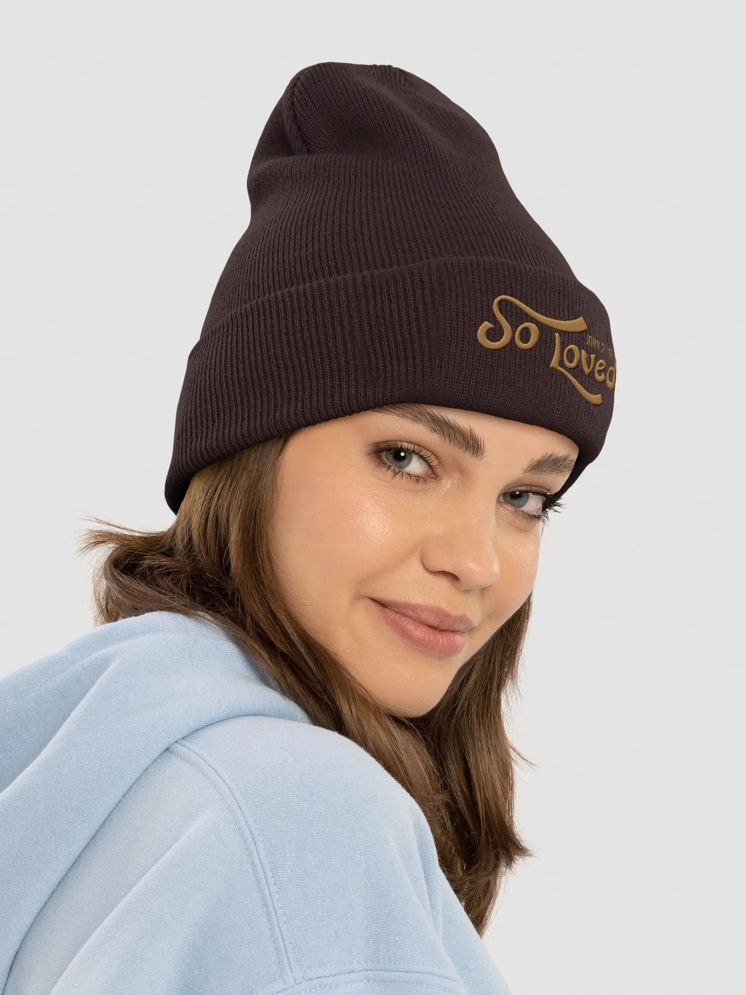 So Loved John 3 : 16 Embroidered Cuffed Beanie