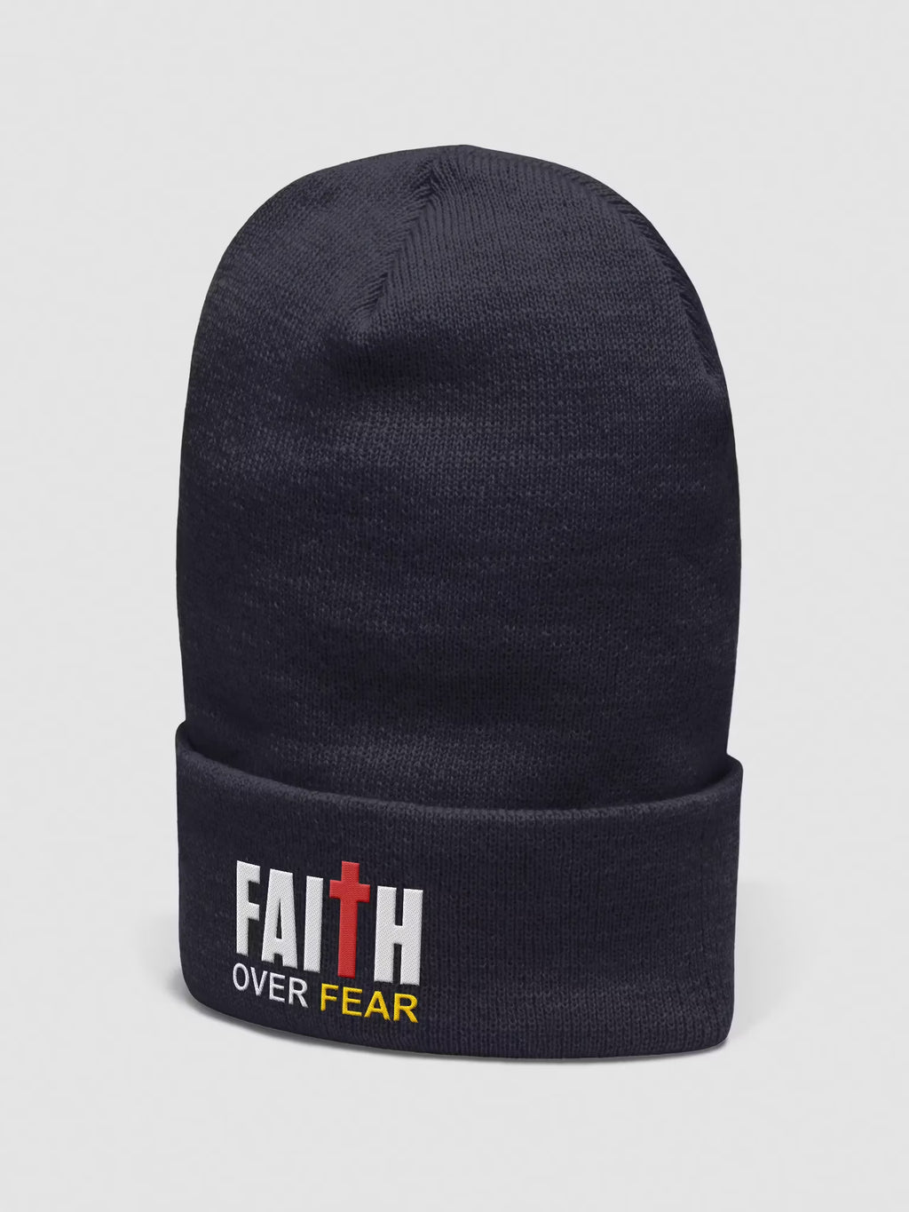 Faith Over Fear Embroidered Cuffed Beanie