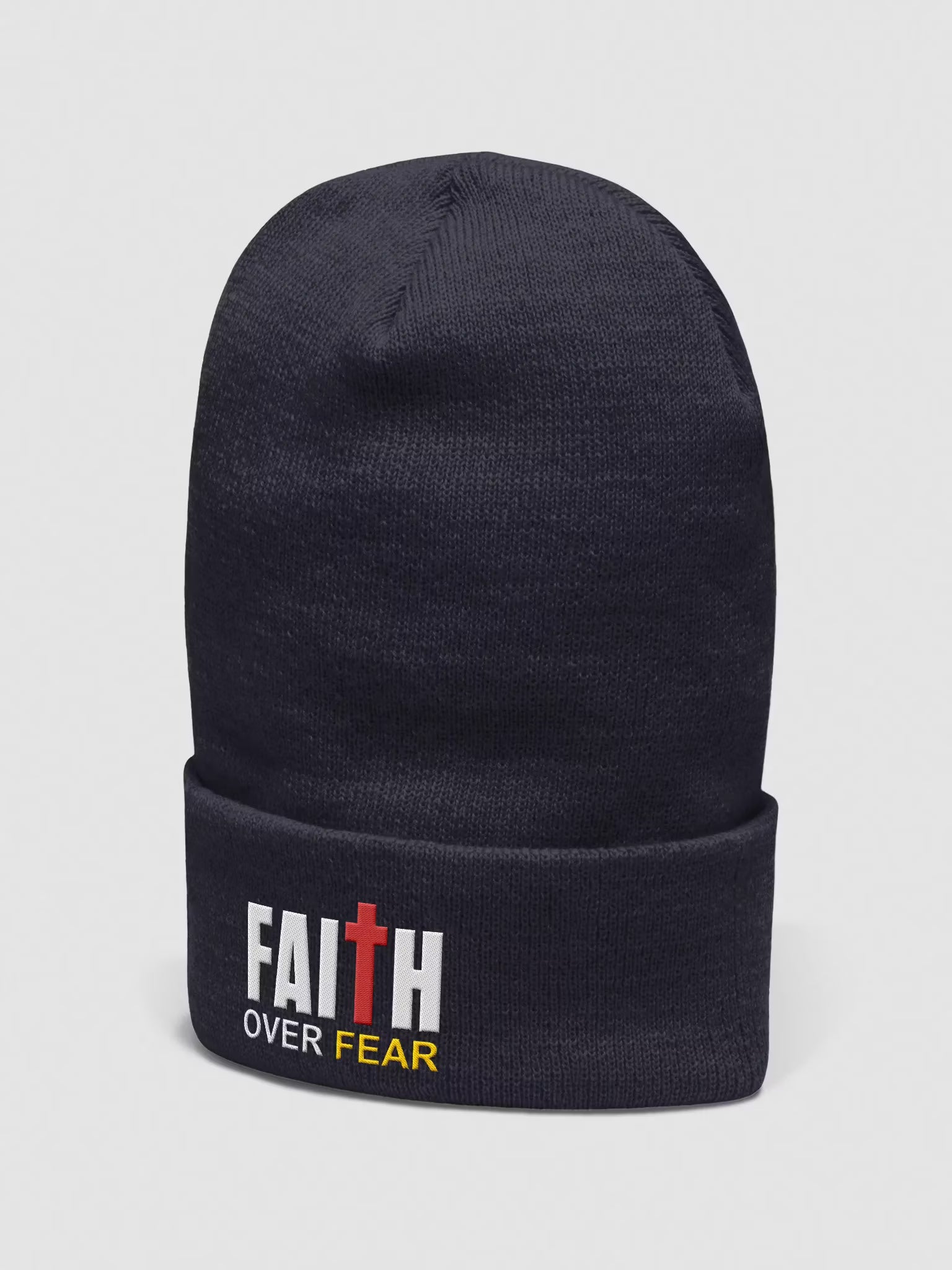 Faith Over Fear Embroidered Cuffed Beanie