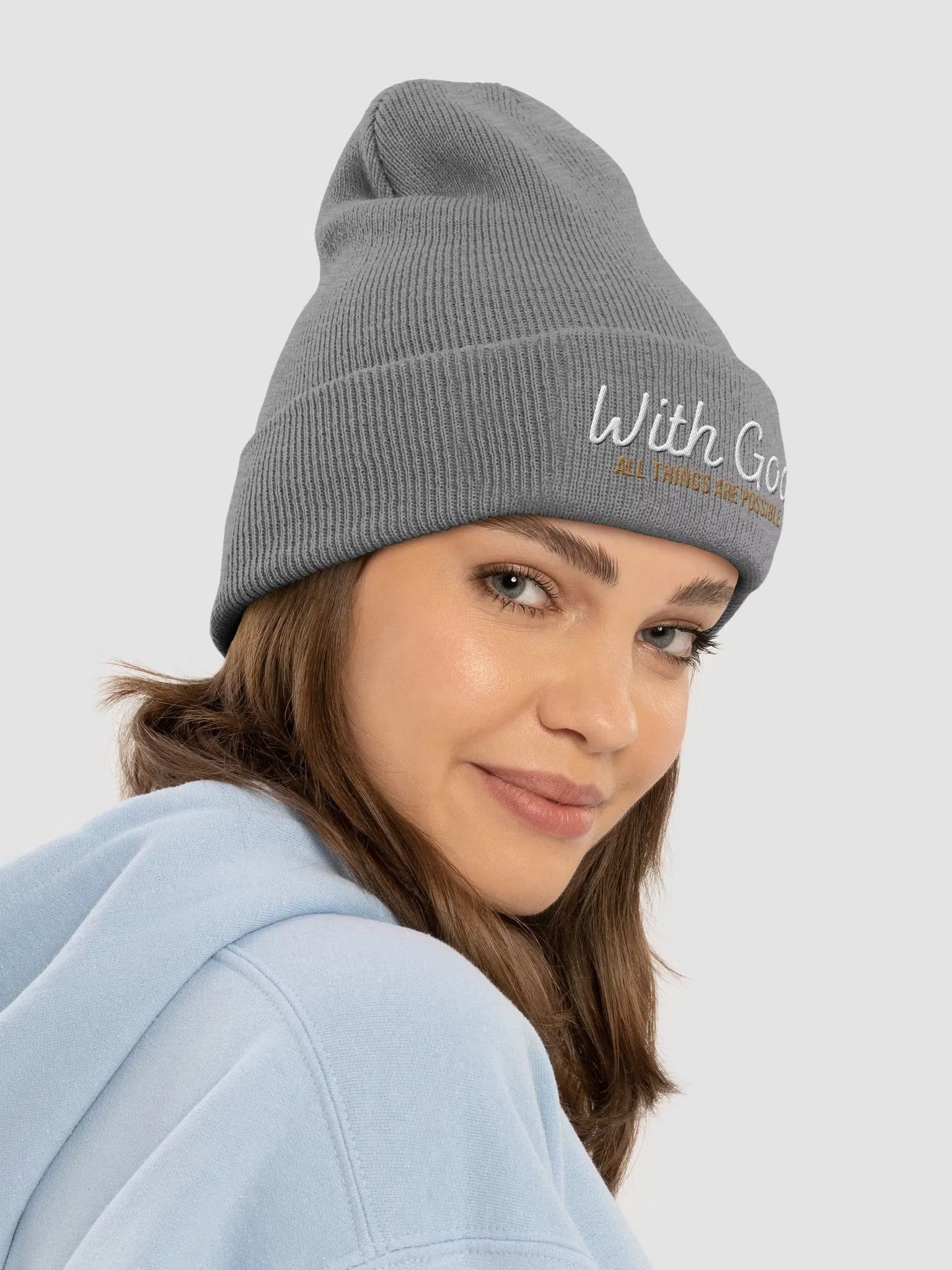 With God All things are possible Embroidered Cuffed Beanie
