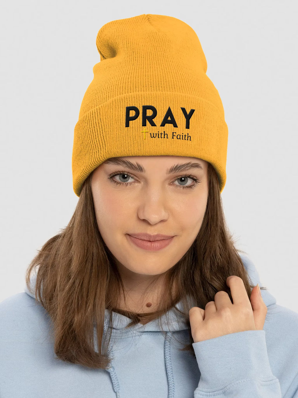 Pray with Faith Plus Cross Cuffed Beanie