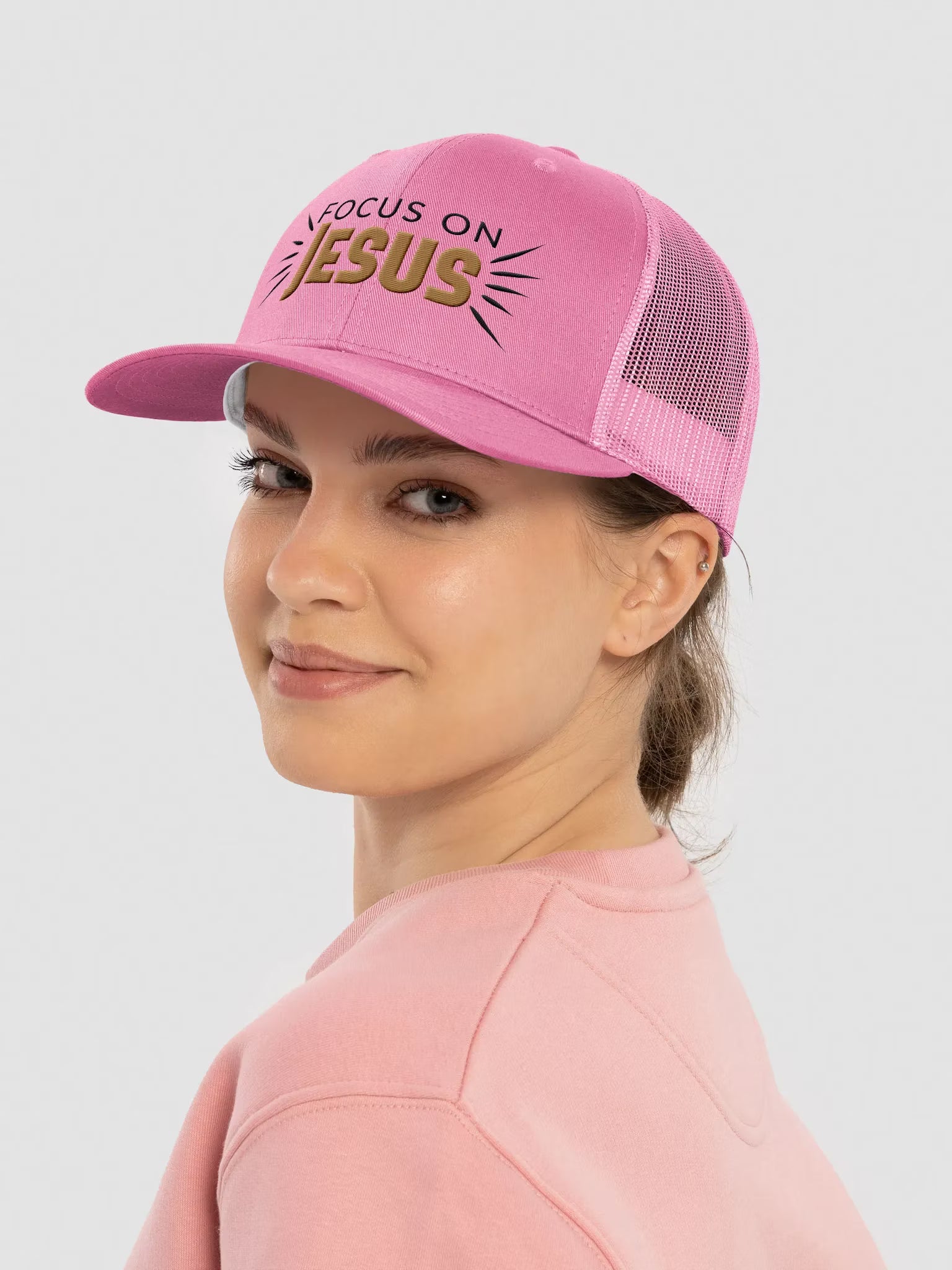 Focus on Jesus Embroidered Trucker Hat