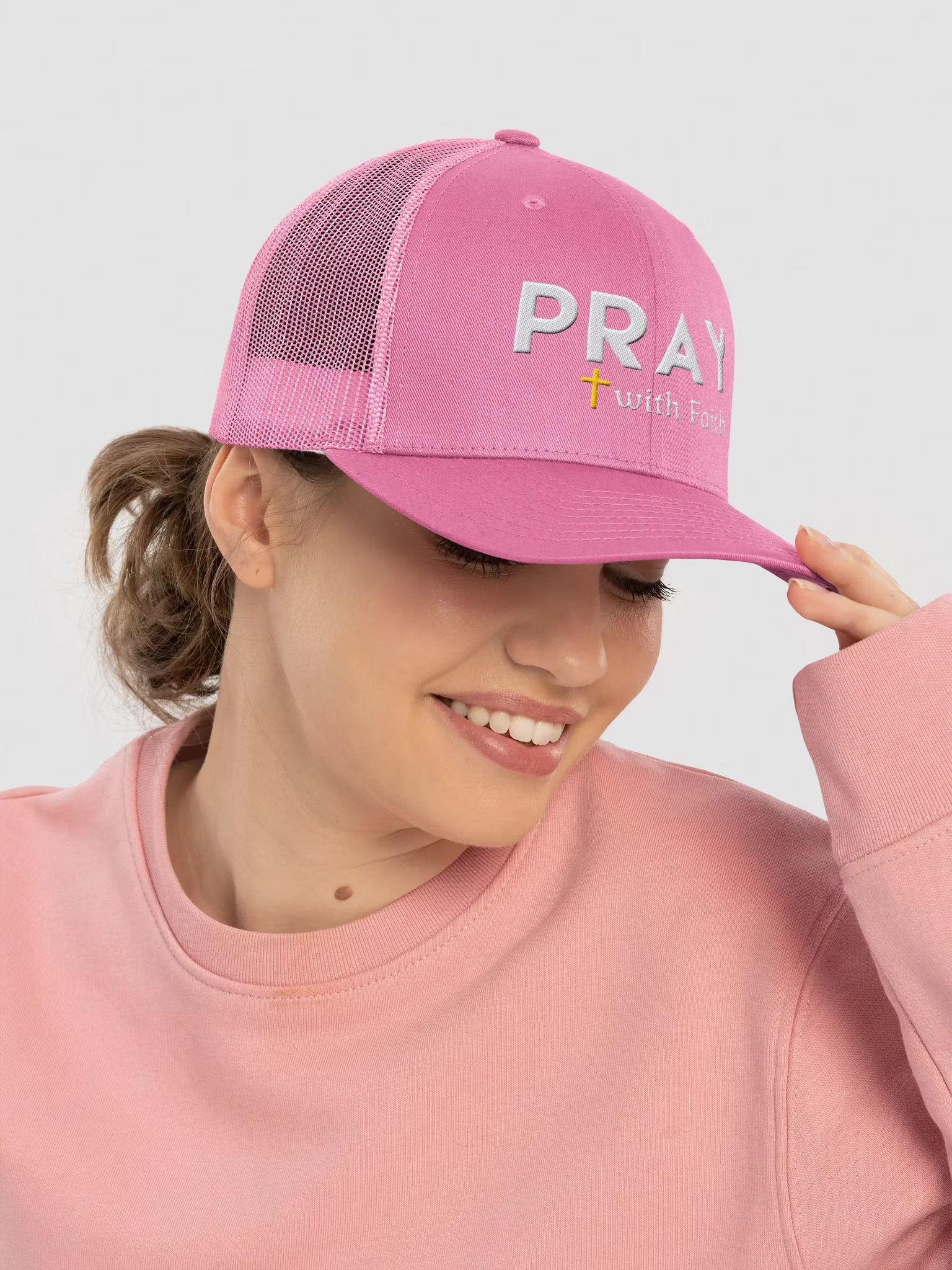 Pray with faith Embroidered Trucker Hat