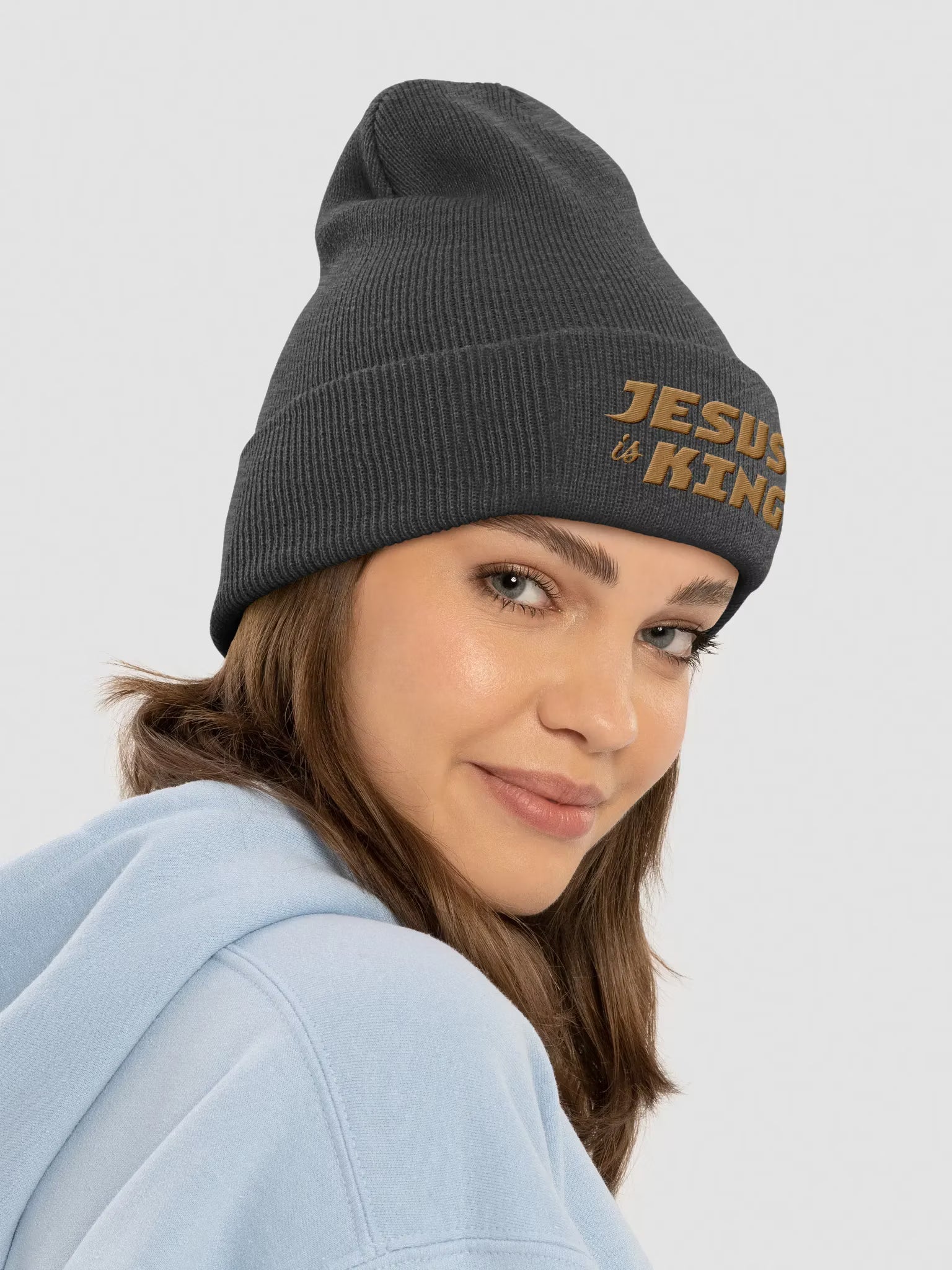 Jesus is King Cuffed Embroidered Beanie
