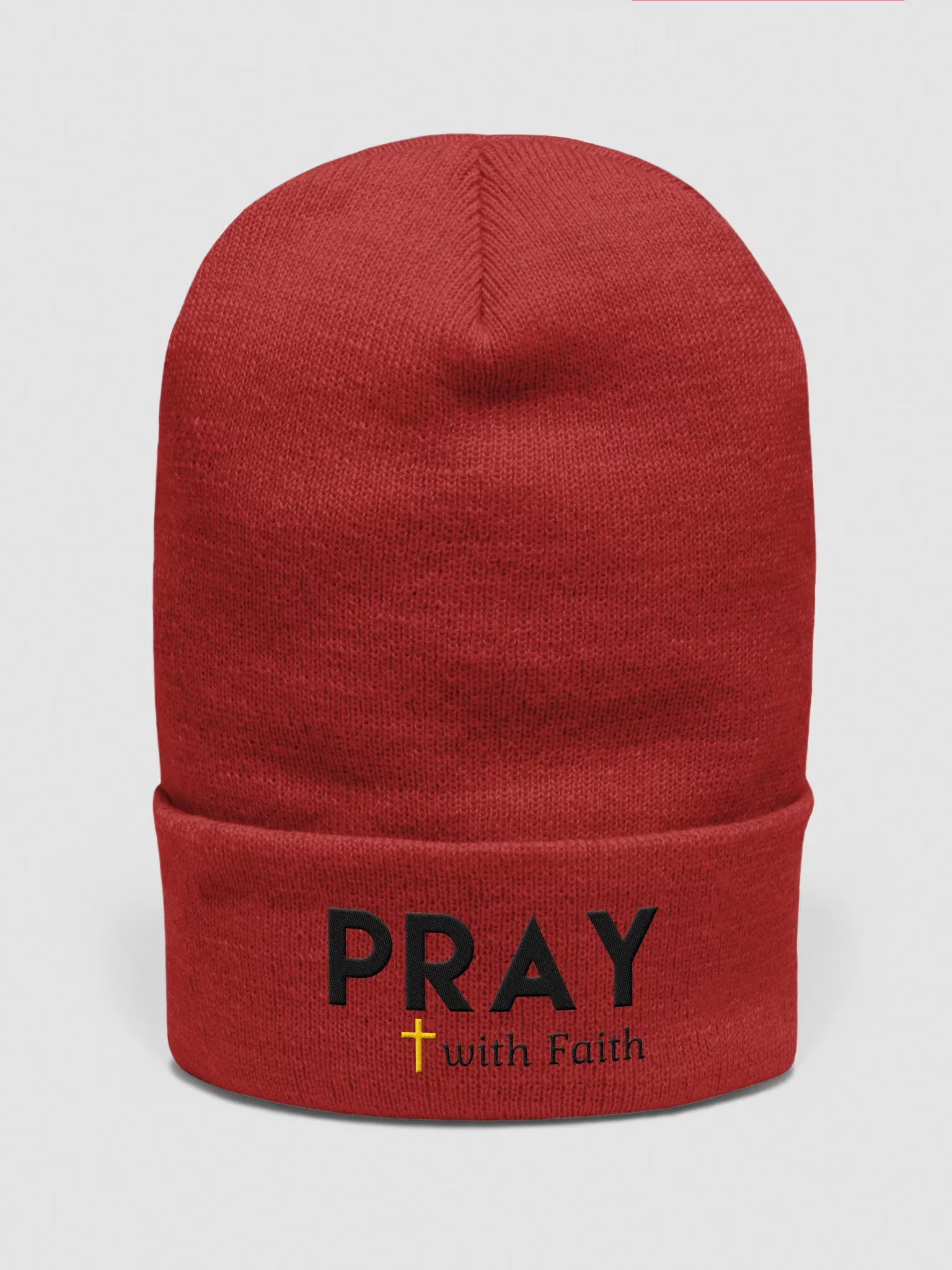 Pray with Faith Embroidered Cuffed Beanie