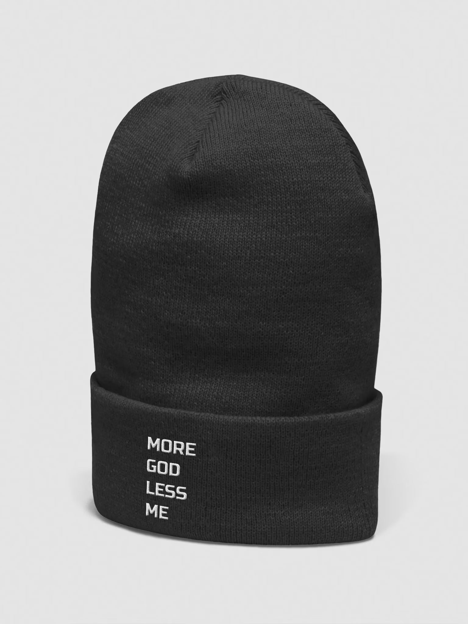 More God Less Me Embroidered Cuffed Beanie