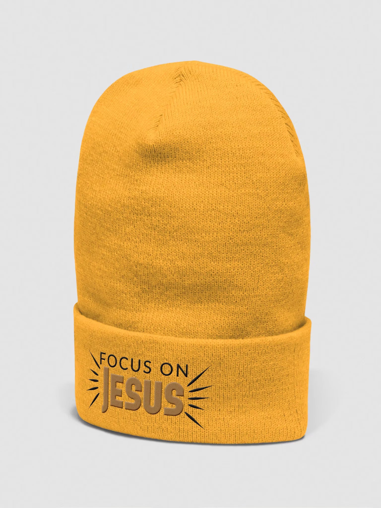 Focus on Jesus Embroidered Cuffed Beanie
