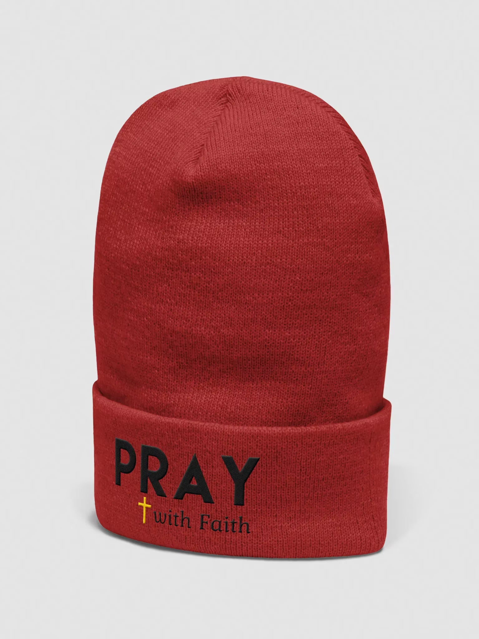 Pray with Faith Embroidered Cuffed Beanie