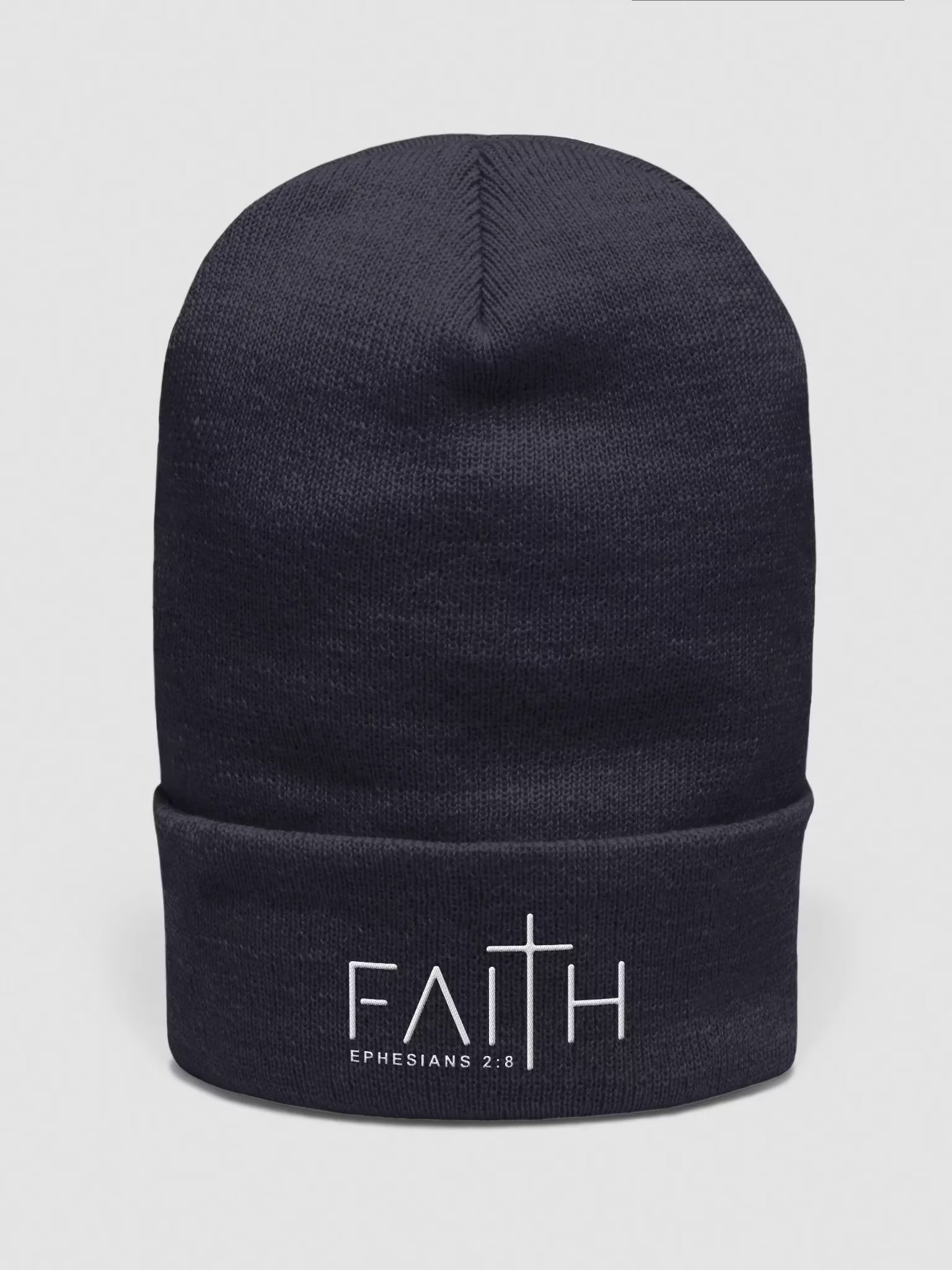 Faith - Ephesians 2 : 8 Embroidered Cuffed Beanie