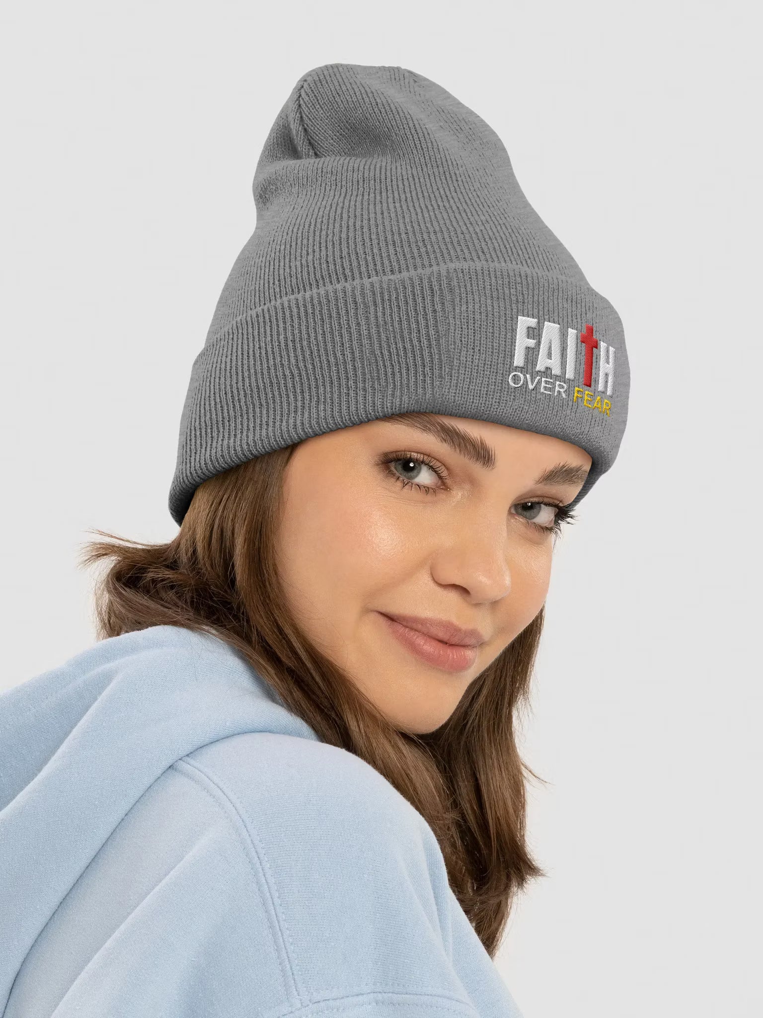 Faith Over Fear Embroidered Cuffed Beanie