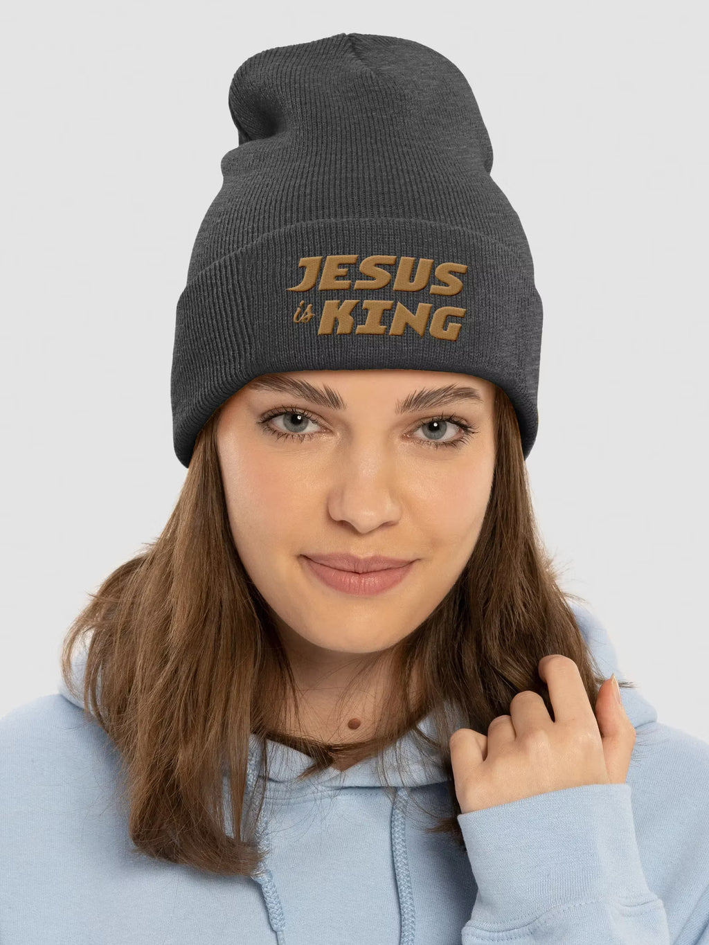 Jesus is King Cuffed Embroidered Beanie