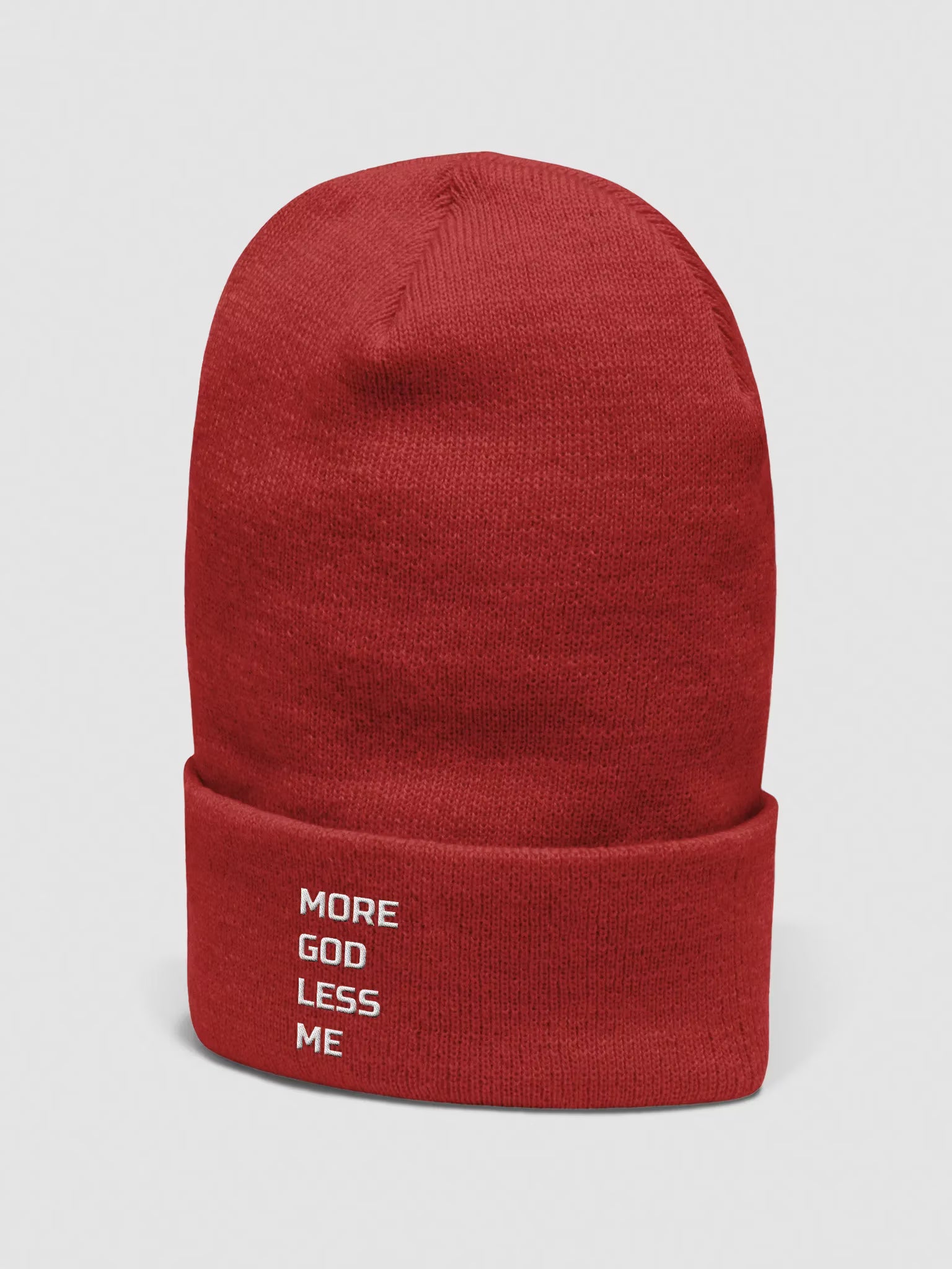 More God Less Me Embroidered Cuffed Beanie