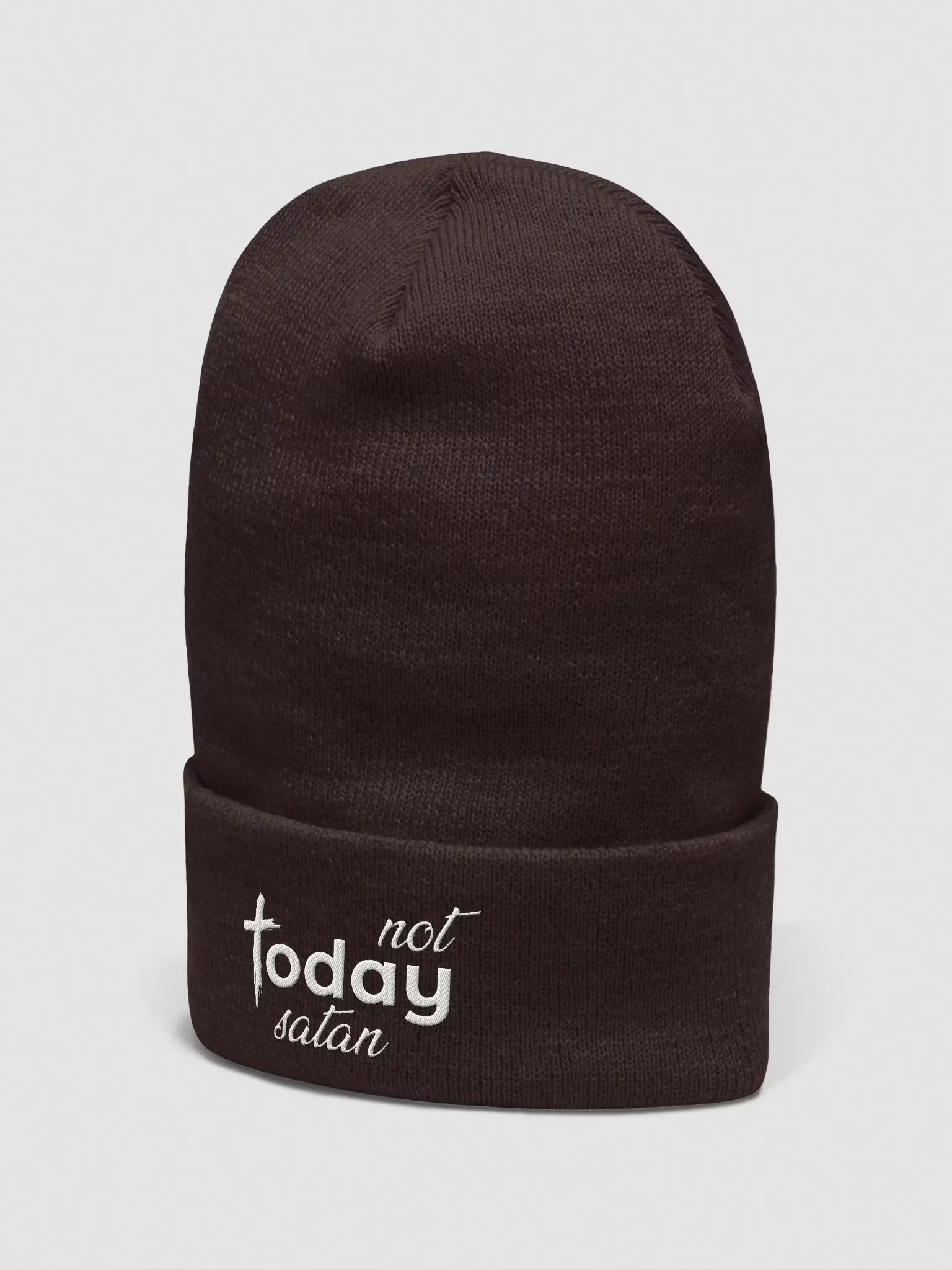 Not Today Satan Embroidered Cuffed Beanie