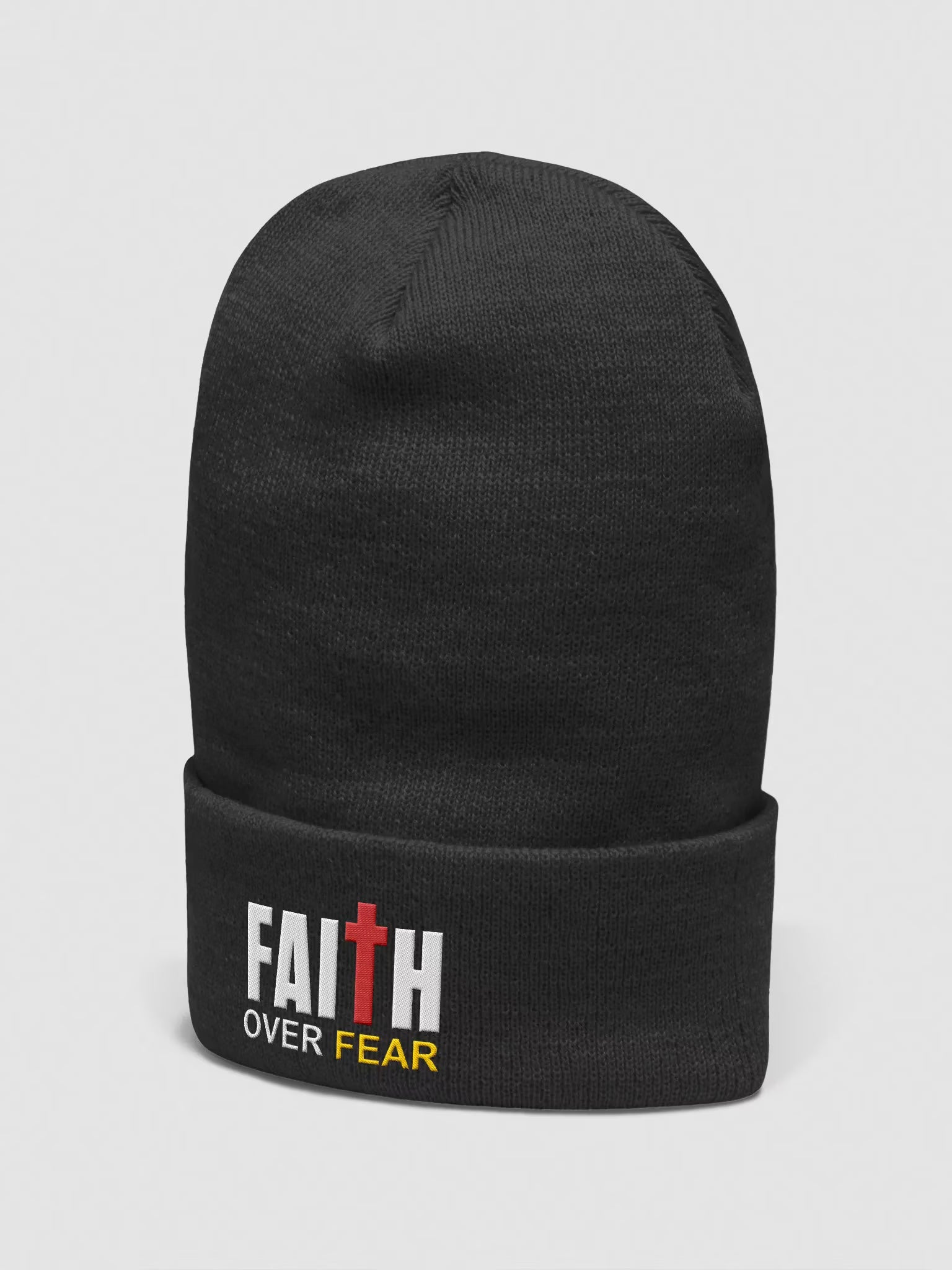 Faith Over Fear Embroidered Cuffed Beanie
