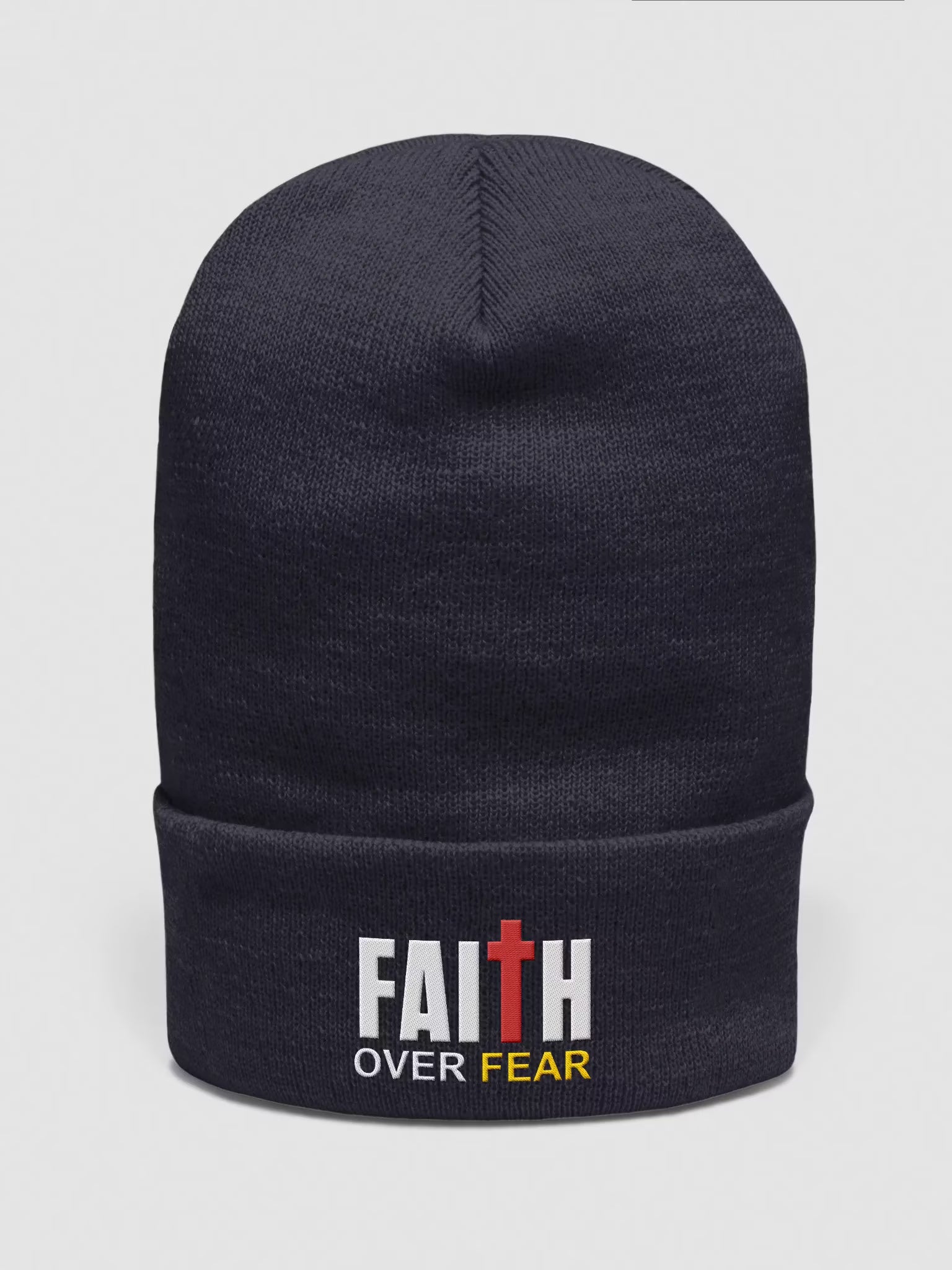 Faith Over Fear Embroidered Cuffed Beanie