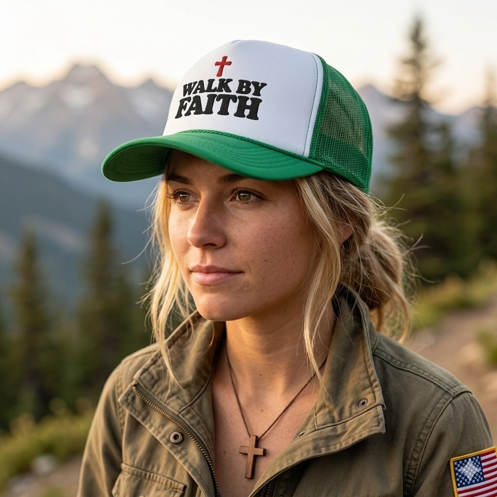 Walk By Faith Embroidered Trucker Hat