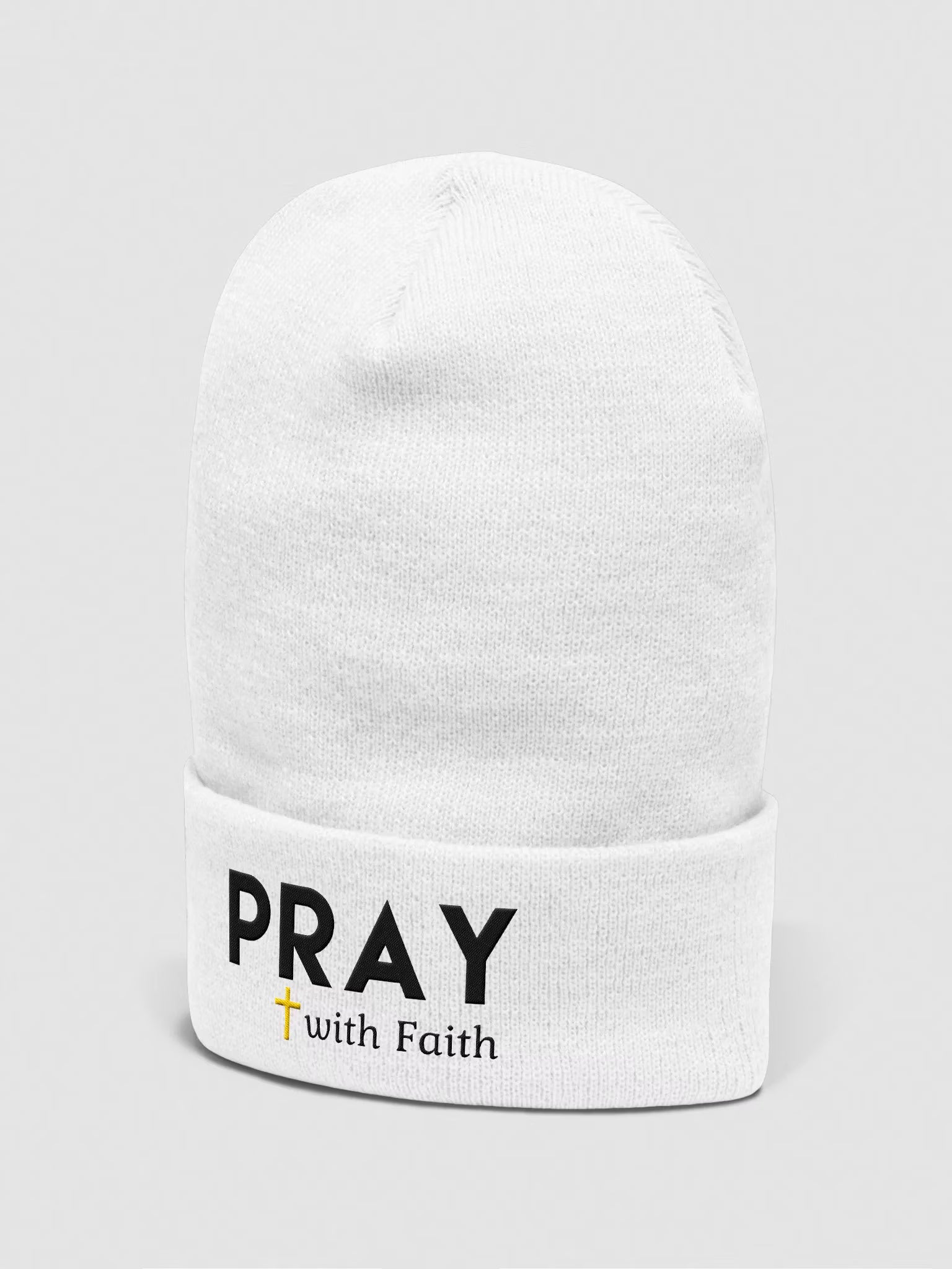 Pray with Faith Embroidered Cuffed Beanie