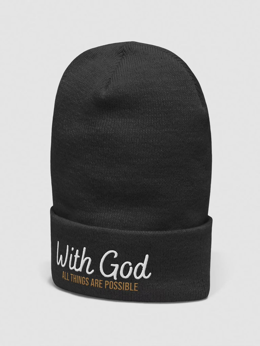 With God All things are possible Embroidered Cuffed Beanie