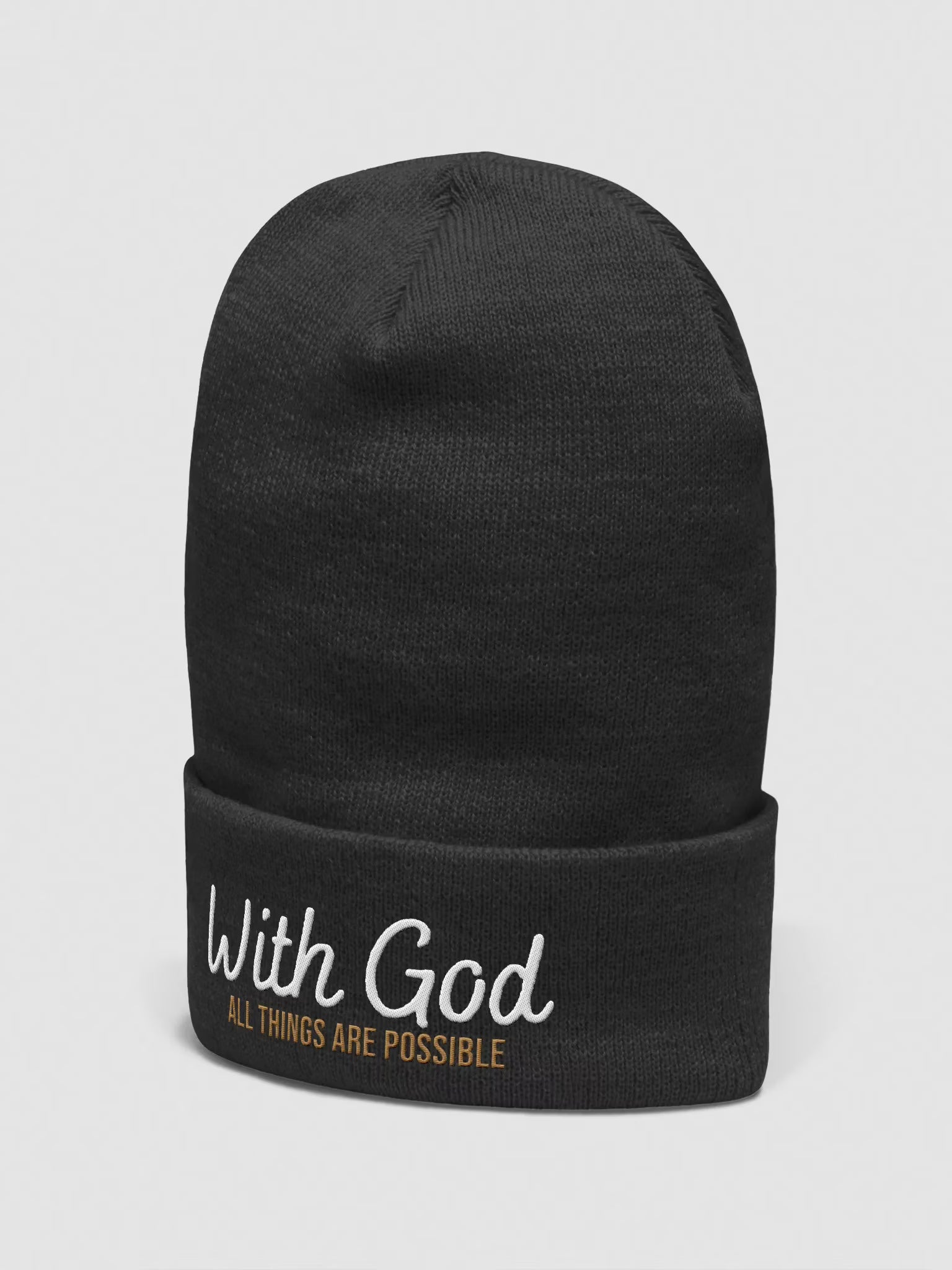 With God All things are possible Embroidered Cuffed Beanie