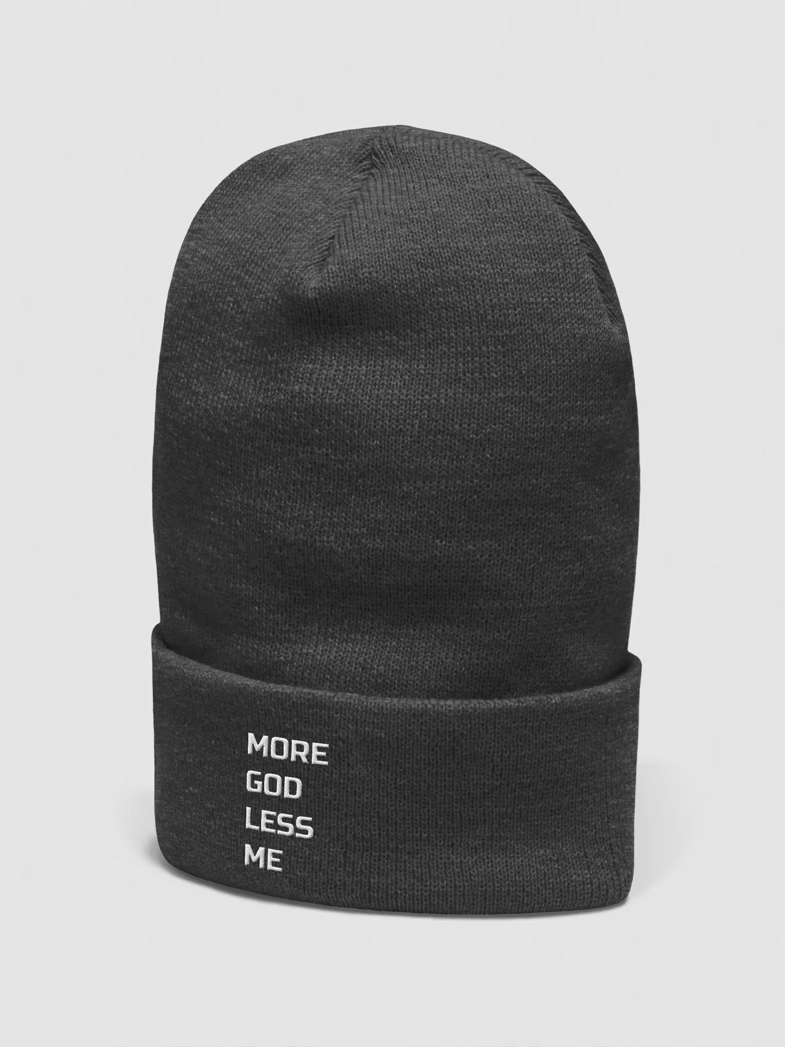 More God Less Me Embroidered Cuffed Beanie