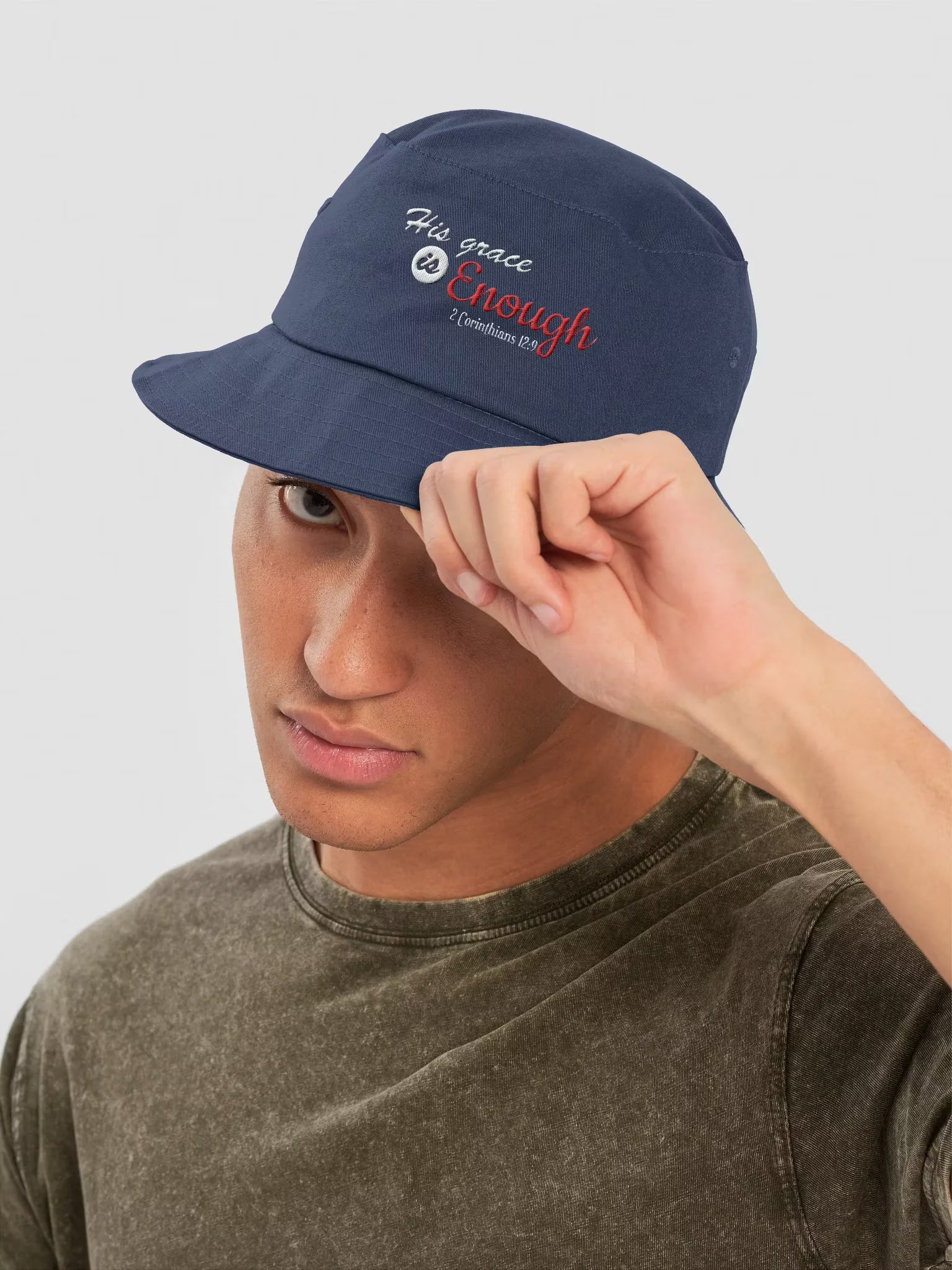 His Grace is Enough Embroidered Bucket Hat