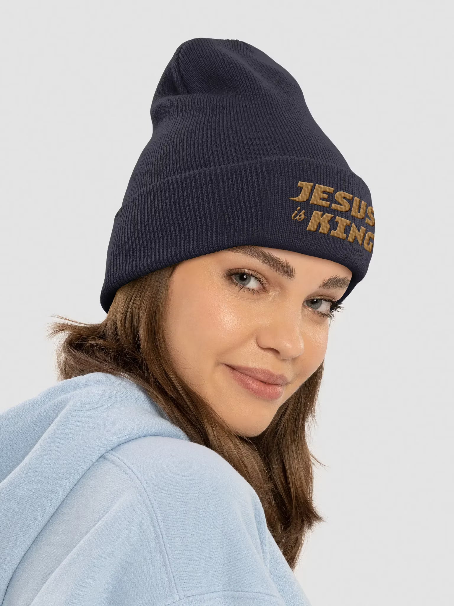 Jesus is King Cuffed Embroidered Beanie