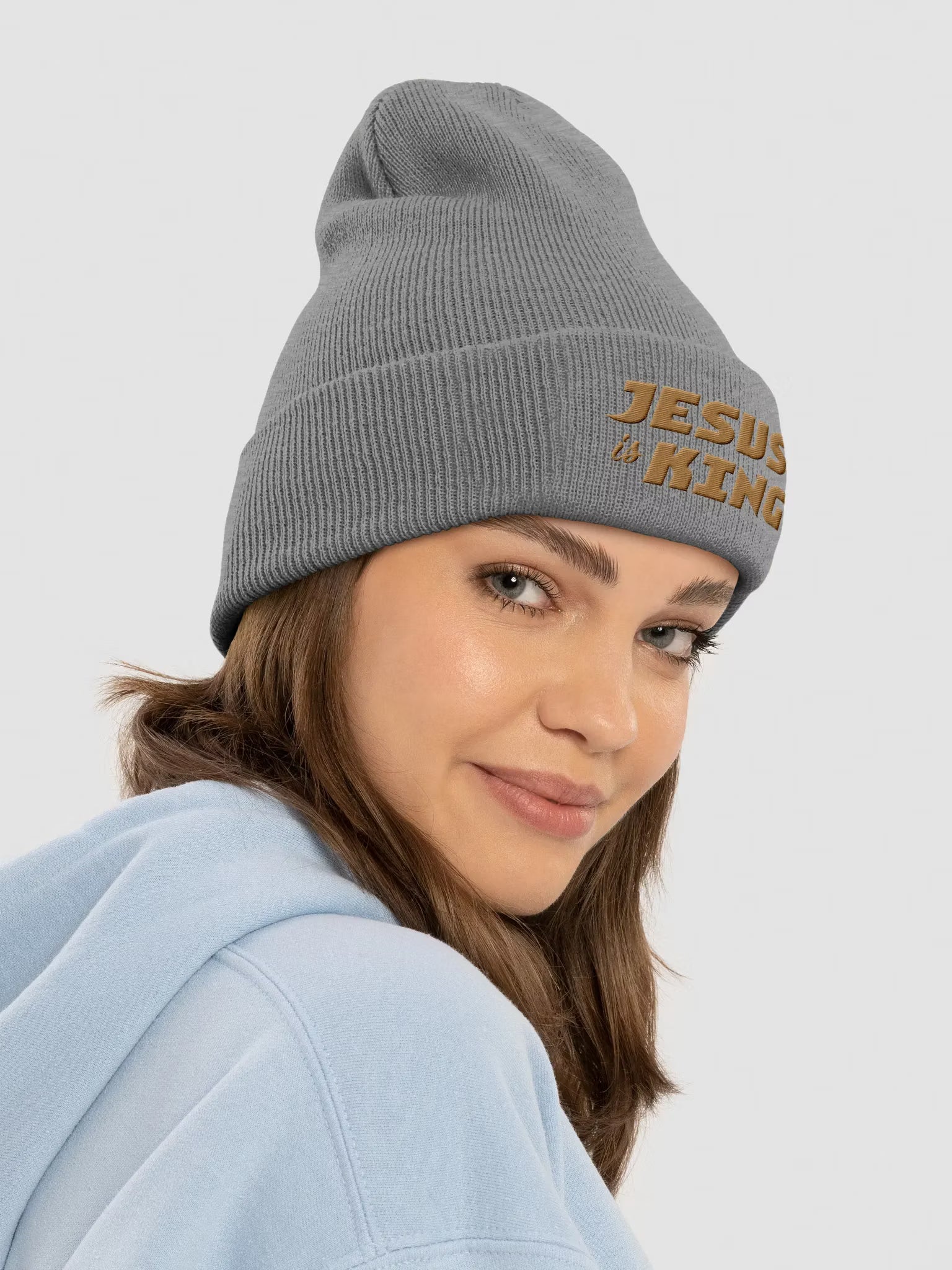 Jesus is King Cuffed Embroidered Beanie