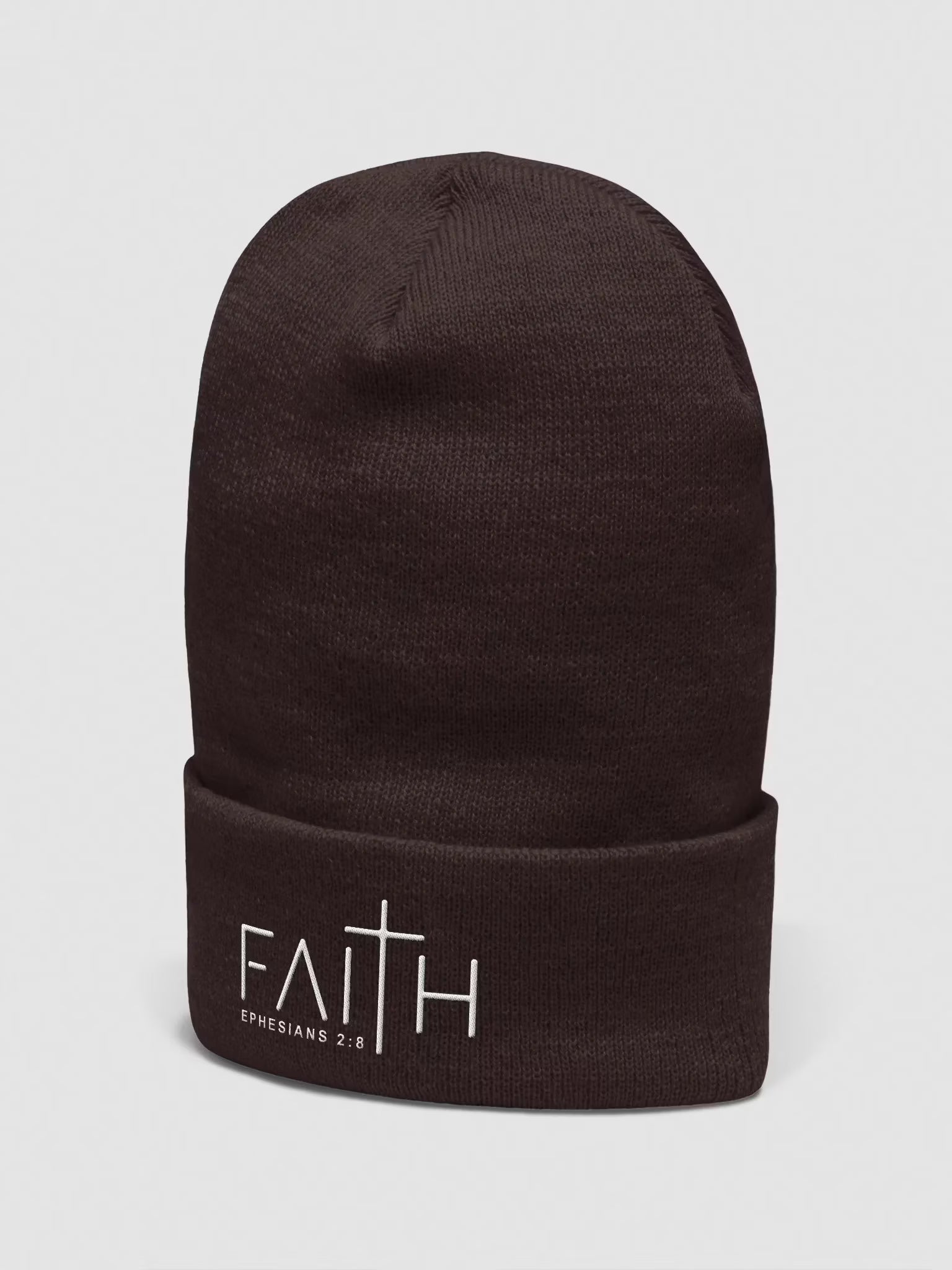 Faith - Ephesians 2 : 8 Embroidered Cuffed Beanie