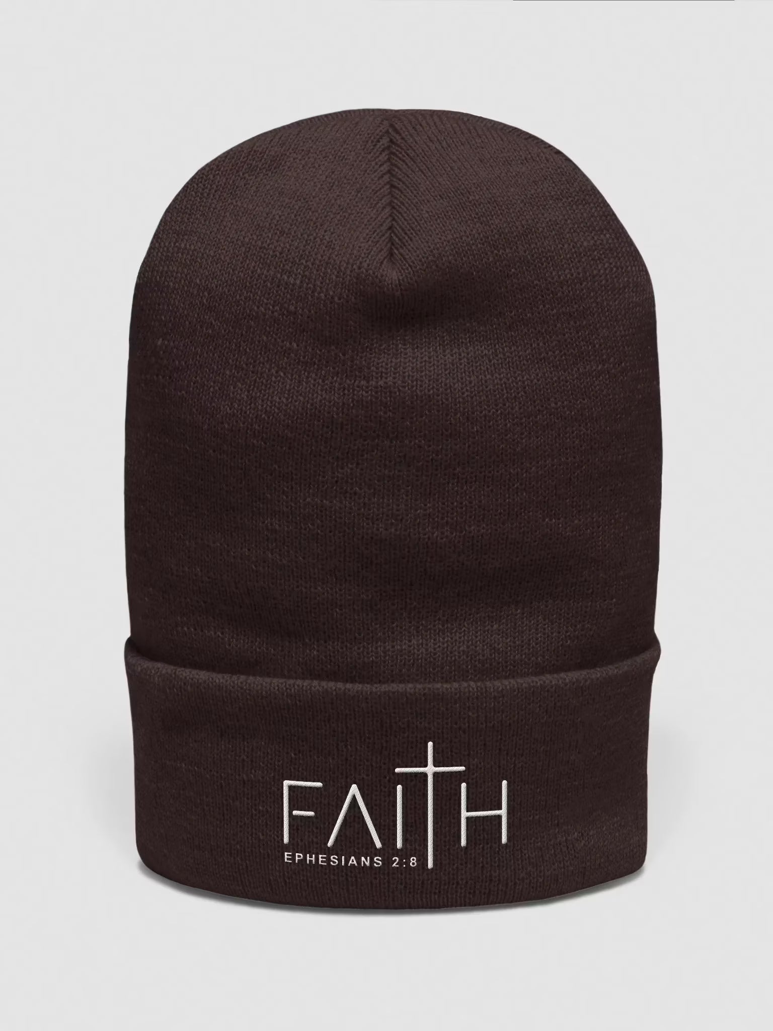 Faith - Ephesians 2 : 8 Embroidered Cuffed Beanie