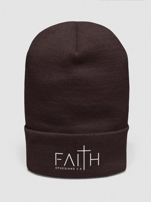 Faith - Ephesians 2 : 8 Embroidered Cuffed Beanie