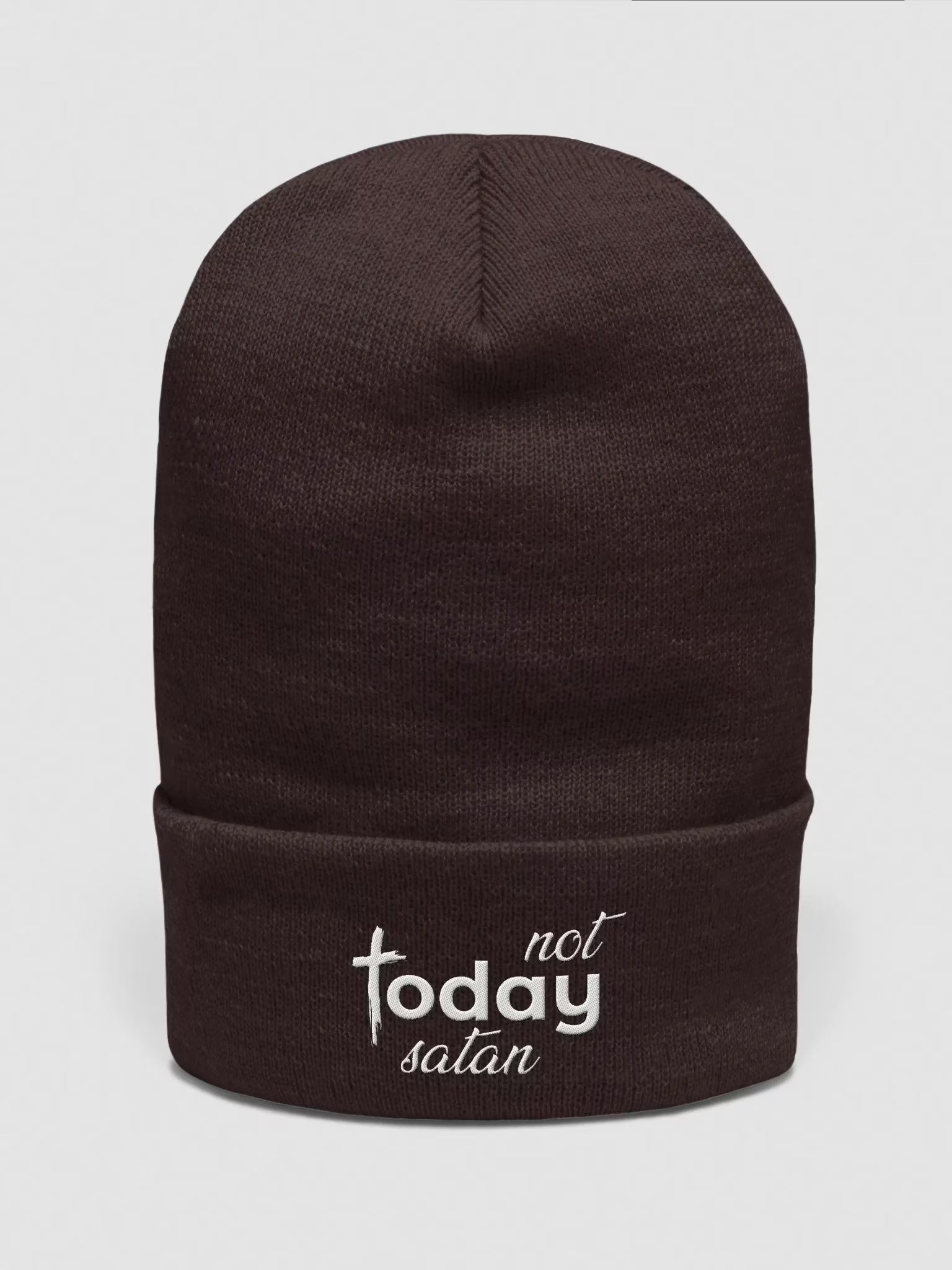 Not Today Satan Embroidered Cuffed Beanie