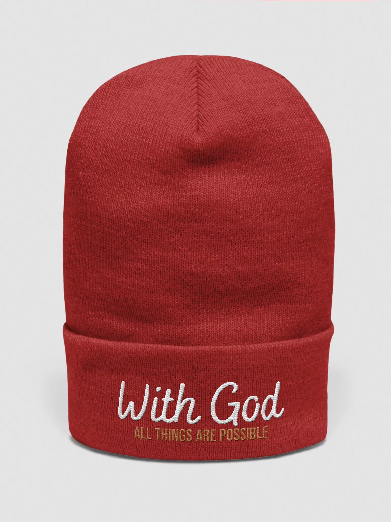 With God All things are possible Embroidered Cuffed Beanie