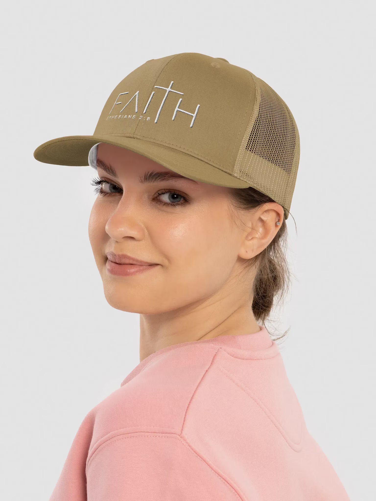 Faith Ephesians 2 : 8 Embroidered Trucker Hat