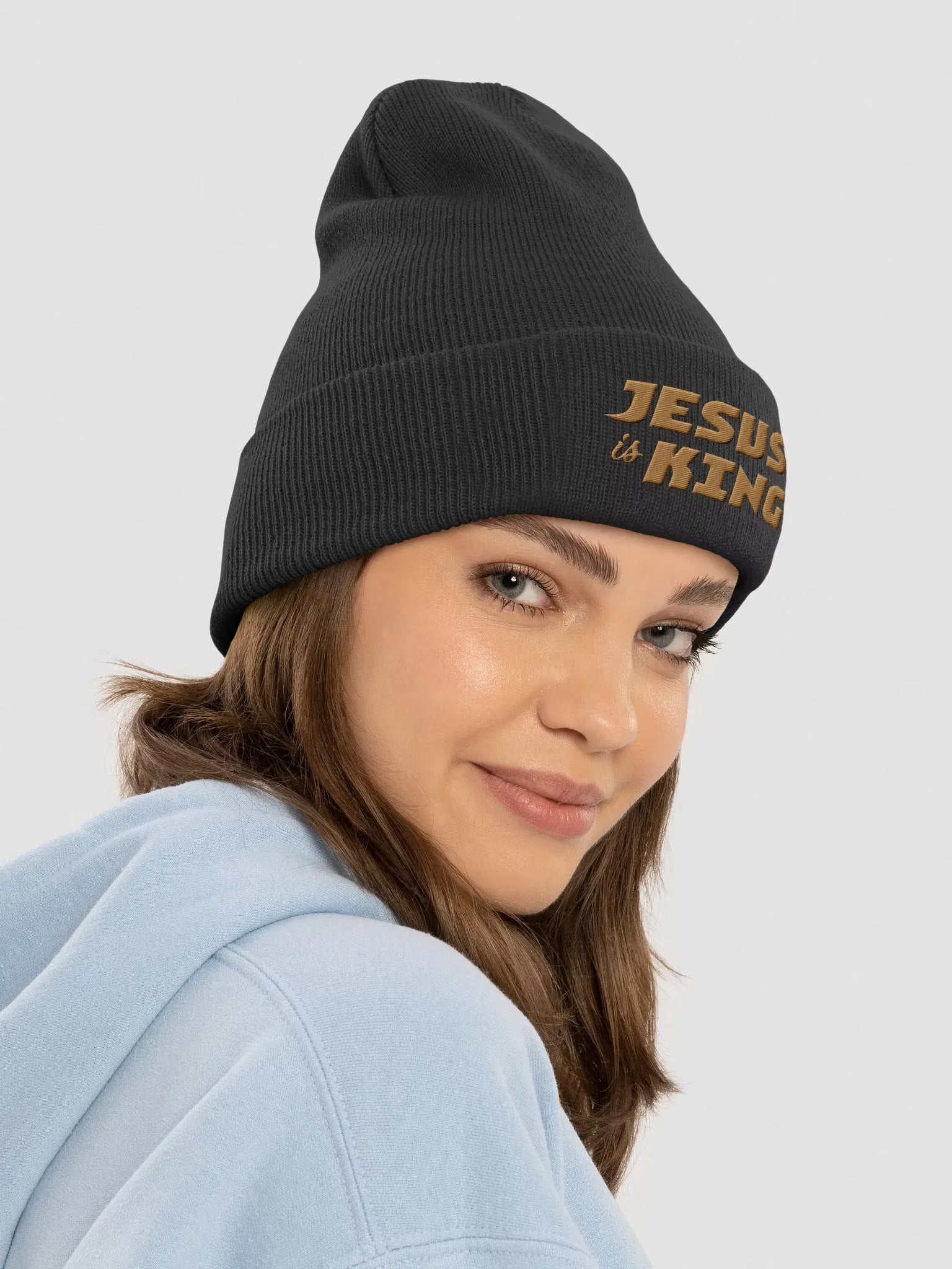 Jesus is King Cuffed Embroidered Beanie