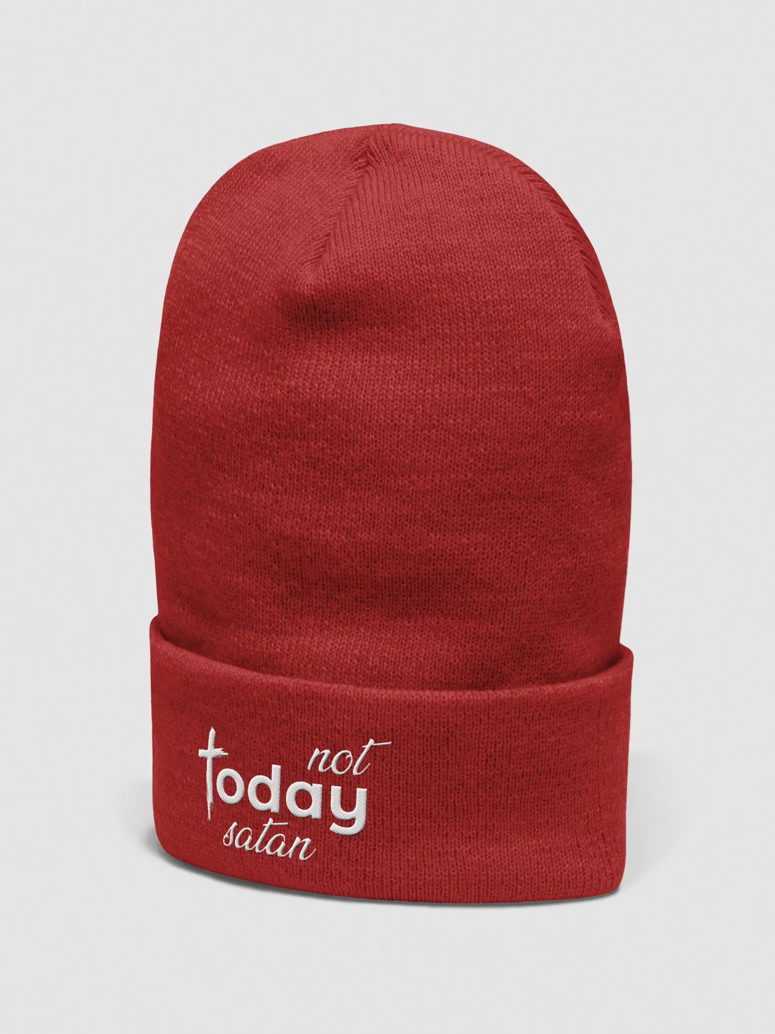 Not Today Satan Embroidered Cuffed Beanie